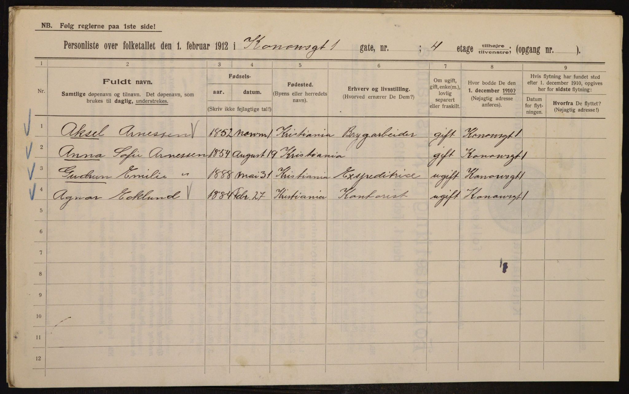 OBA, Municipal Census 1912 for Kristiania, 1912, p. 53267