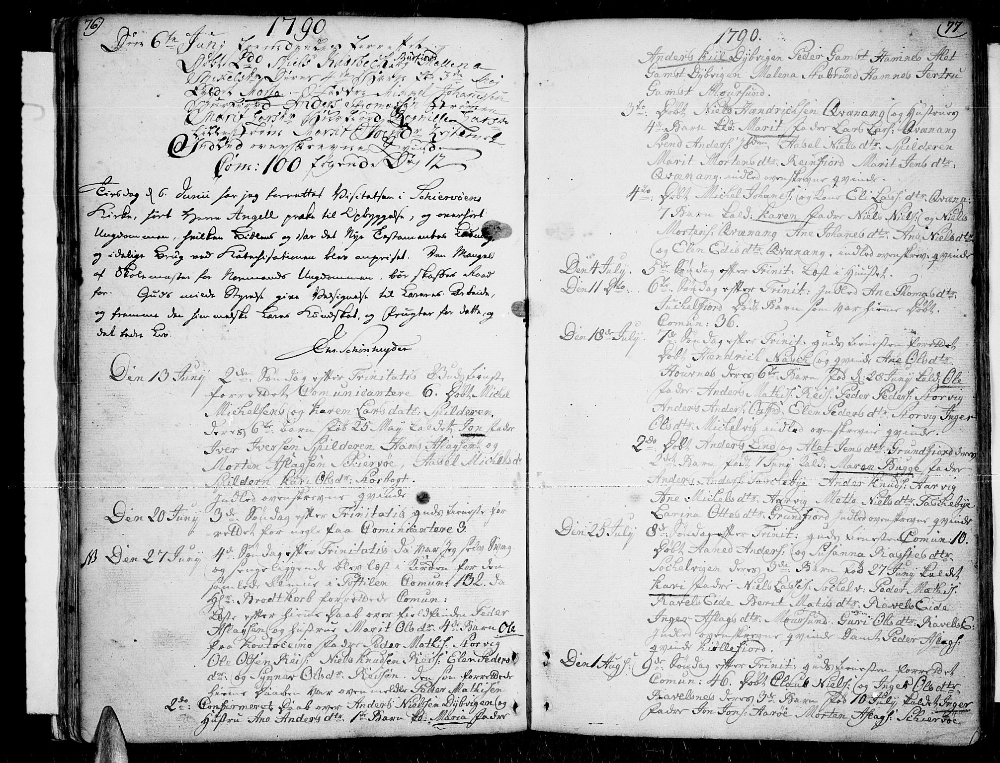 Skjervøy sokneprestkontor, SATØ/S-1300/H/Ha/Haa/L0002kirke: Parish register (official) no. 2, 1781-1817, p. 76-77
