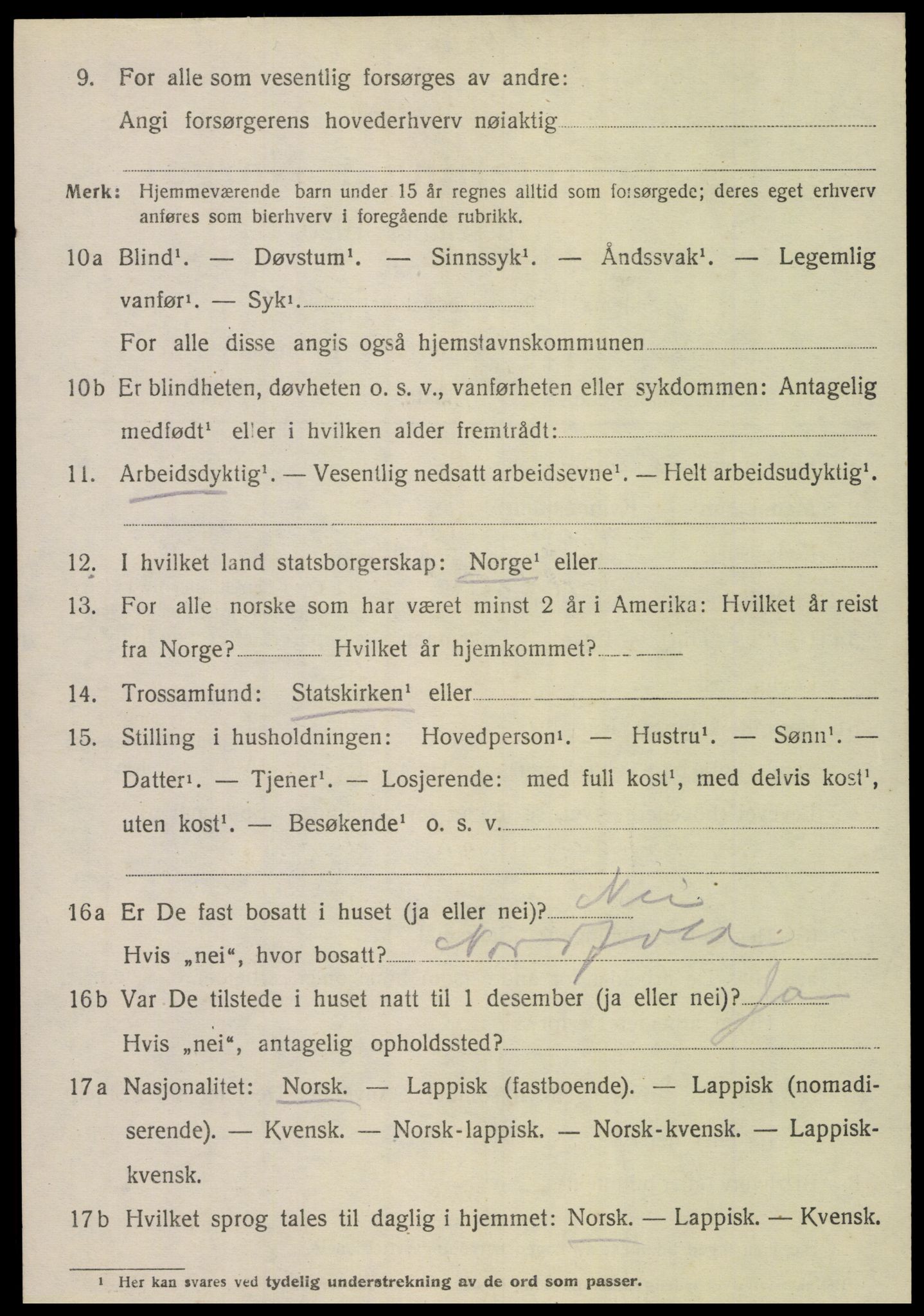 SAT, 1920 census for Sørfold, 1920, p. 6206