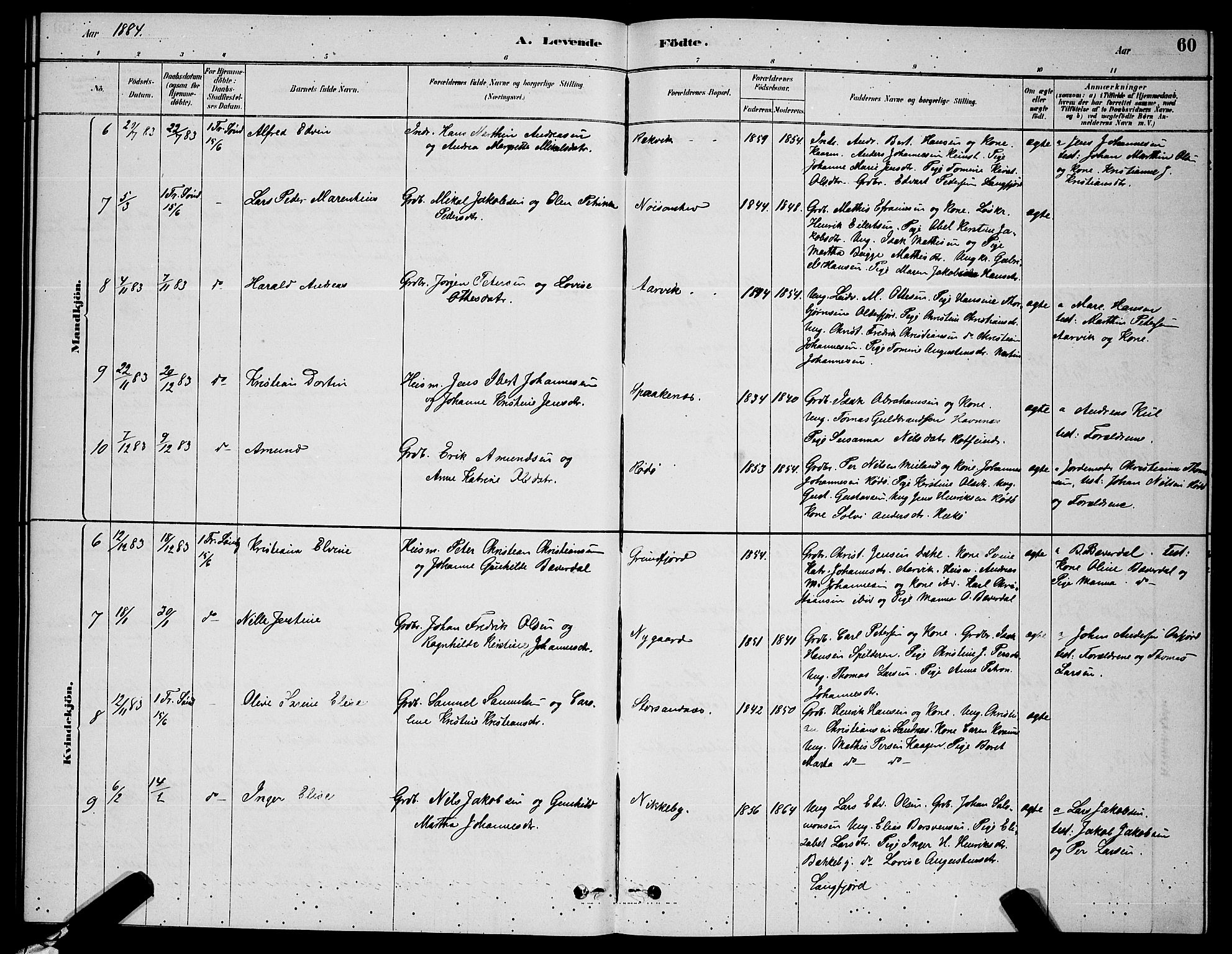 Skjervøy sokneprestkontor, AV/SATØ-S-1300/H/Ha/Hab/L0006klokker: Parish register (copy) no. 6, 1878-1888, p. 60