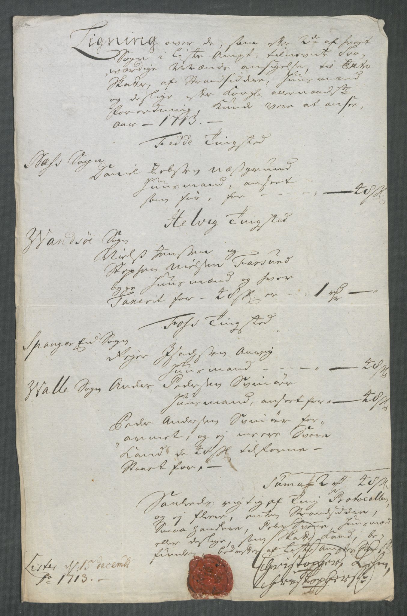 Rentekammeret inntil 1814, Reviderte regnskaper, Fogderegnskap, AV/RA-EA-4092/R43/L2556: Fogderegnskap Lista og Mandal, 1713, p. 65