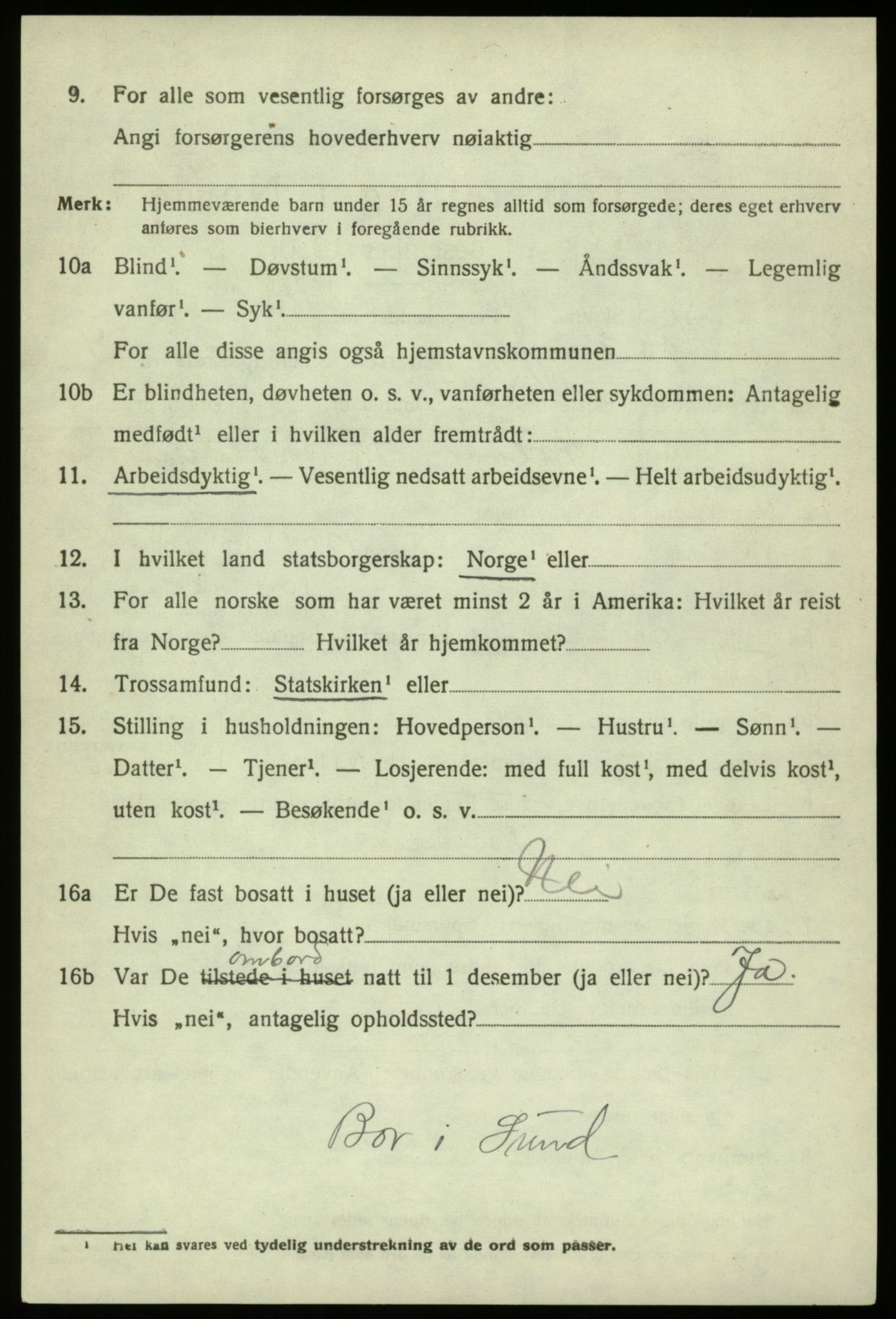 SAB, 1920 census for Hosanger, 1920, p. 2294