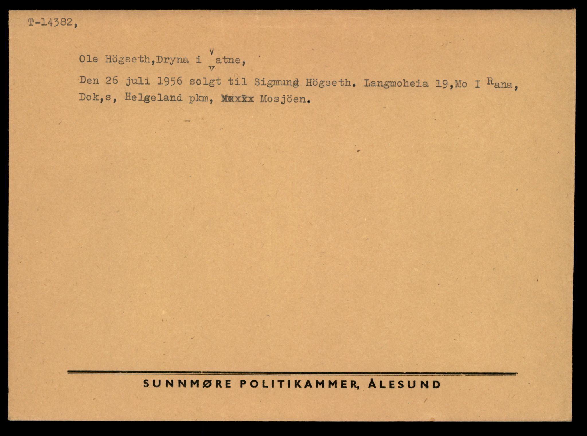 Møre og Romsdal vegkontor - Ålesund trafikkstasjon, AV/SAT-A-4099/F/Fe/L0045: Registreringskort for kjøretøy T 14320 - T 14444, 1927-1998, p. 1607
