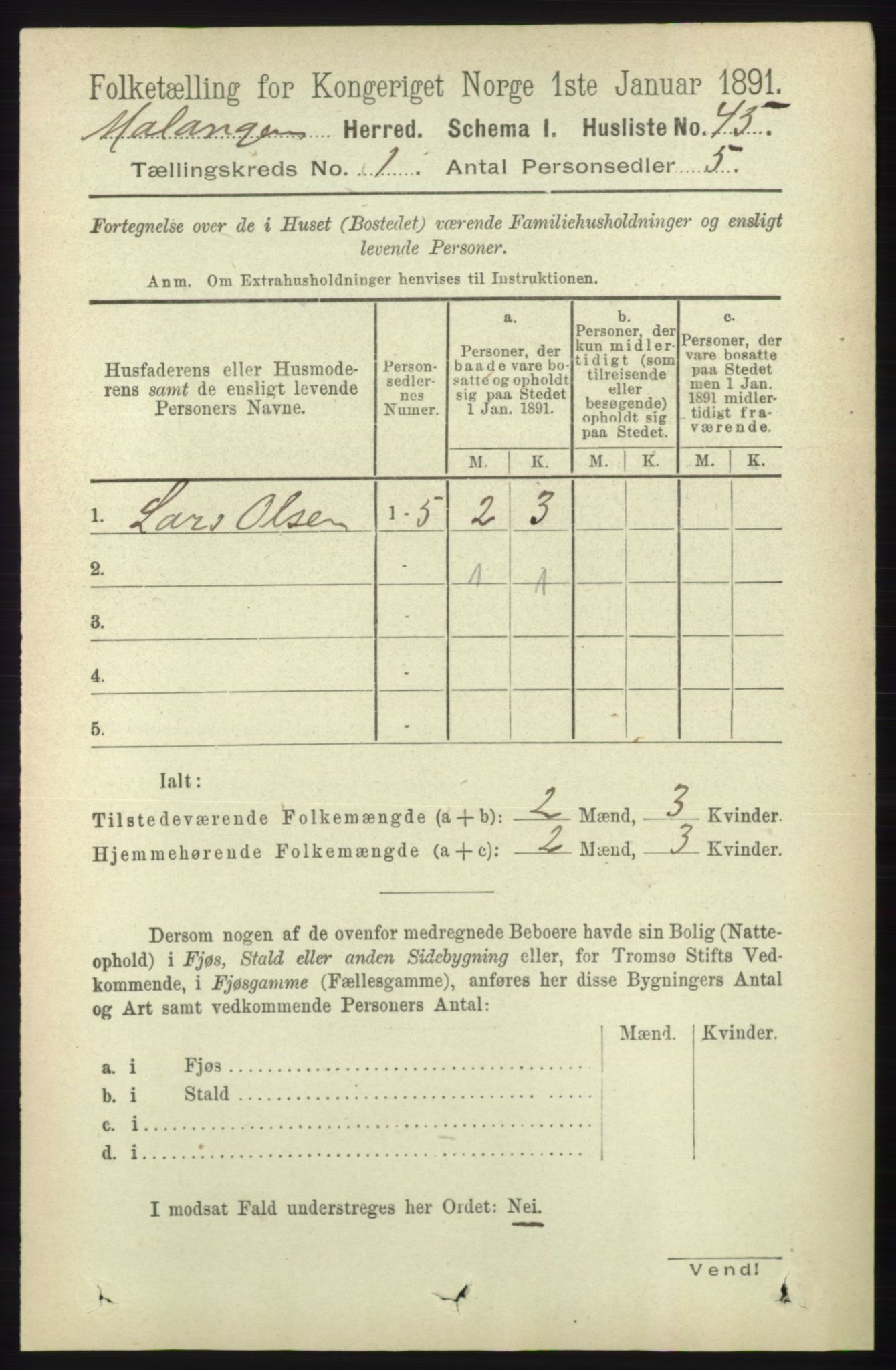 RA, 1891 census for 1932 Malangen, 1891, p. 60