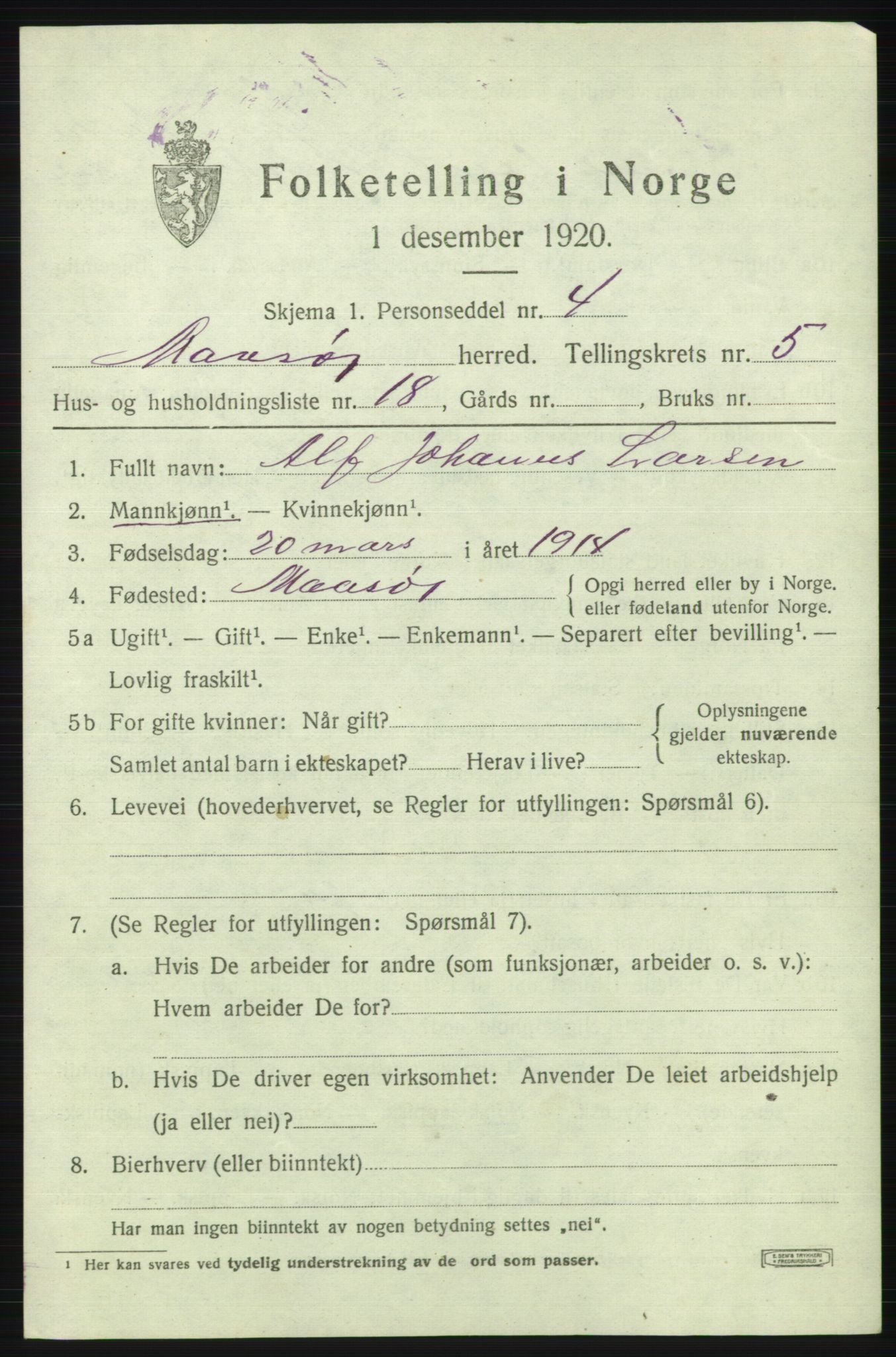 SATØ, 1920 census for Måsøy, 1920, p. 2652