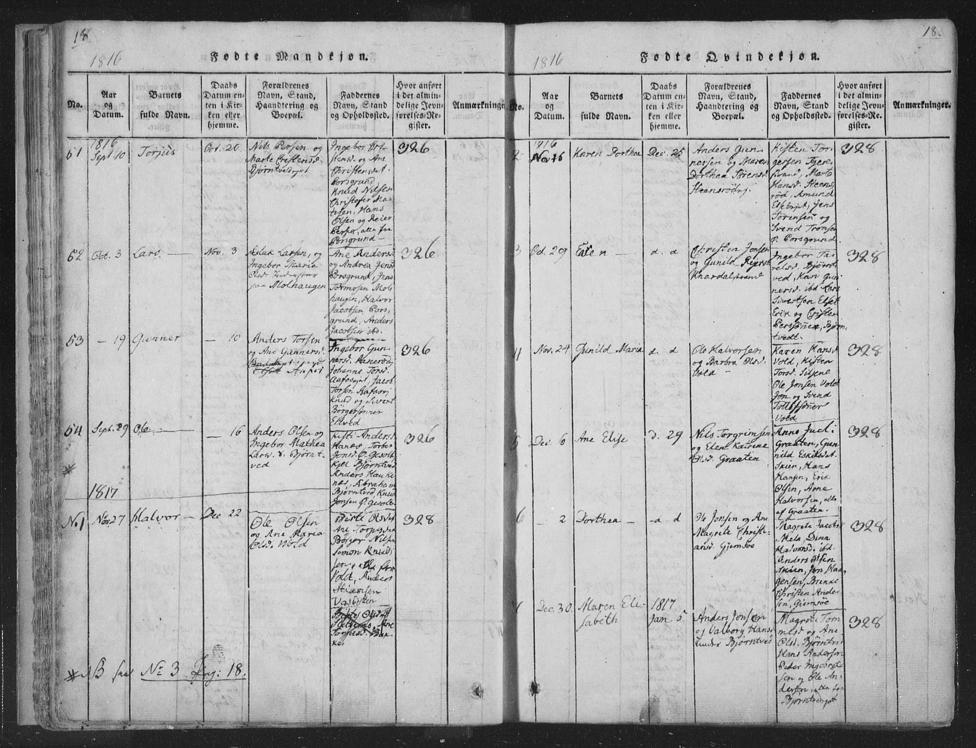 Solum kirkebøker, AV/SAKO-A-306/F/Fa/L0004: Parish register (official) no. I 4, 1814-1833, p. 18