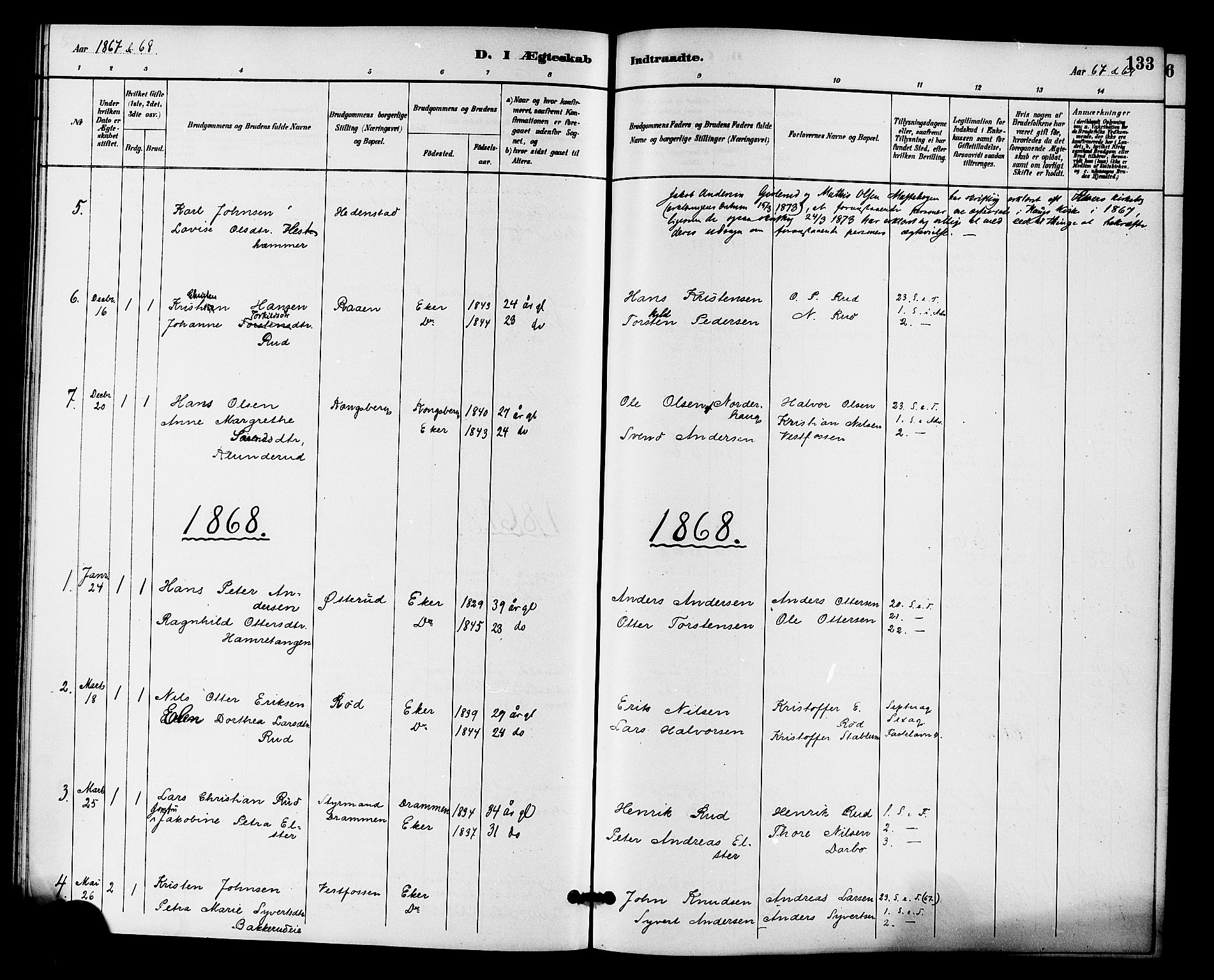 Fiskum kirkebøker, AV/SAKO-A-15/F/Fa/L0001: Parish register (official) no. 1, 1858-1877, p. 133