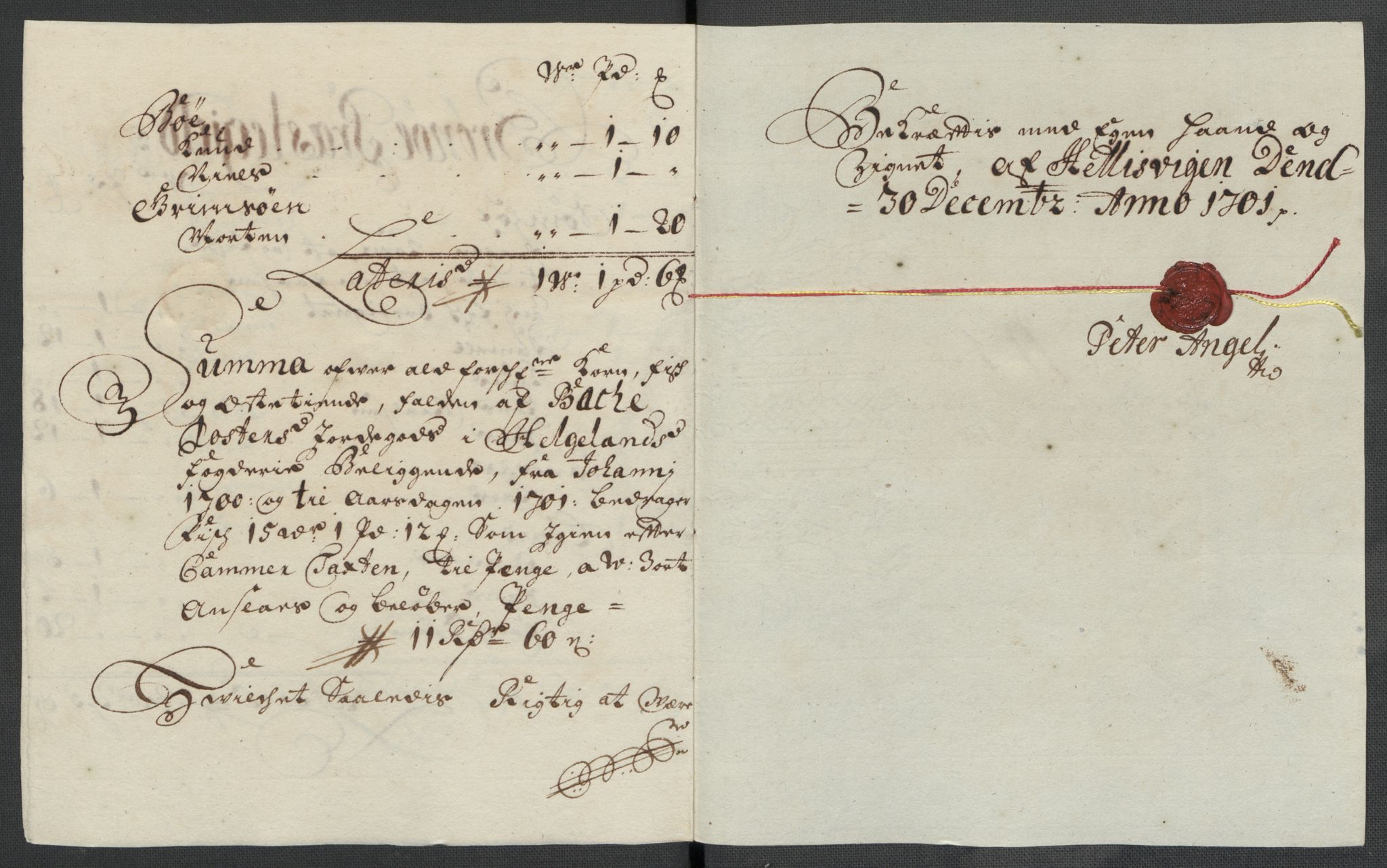 Rentekammeret inntil 1814, Reviderte regnskaper, Fogderegnskap, AV/RA-EA-4092/R65/L4507: Fogderegnskap Helgeland, 1699-1701, p. 289