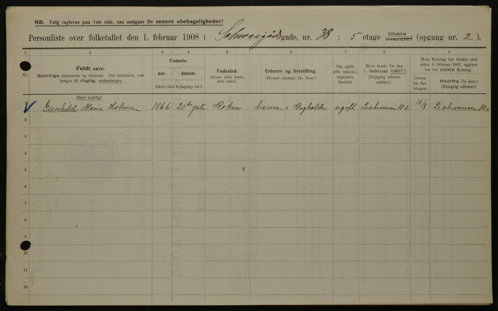 OBA, Municipal Census 1908 for Kristiania, 1908, p. 81815