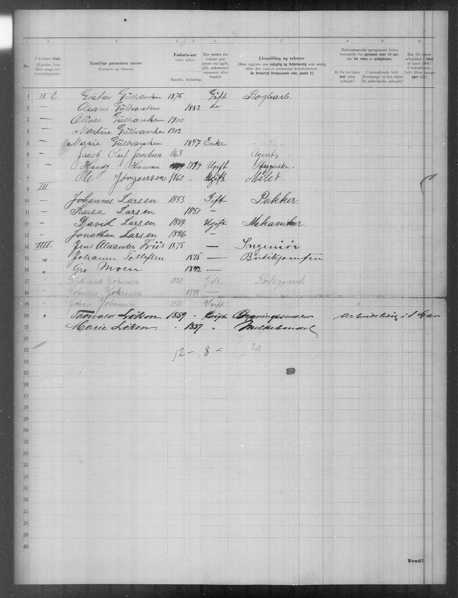 OBA, Municipal Census 1903 for Kristiania, 1903, p. 3149