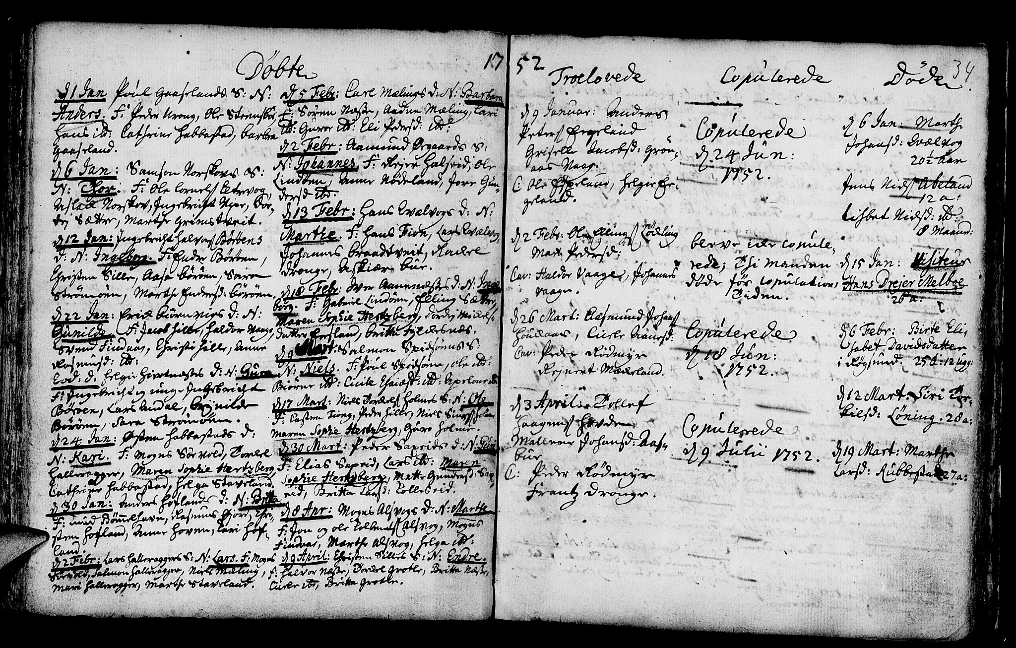 Finnås sokneprestembete, AV/SAB-A-99925/H/Ha/Haa/Haaa/L0002: Parish register (official) no. A 2, 1744-1764, p. 34