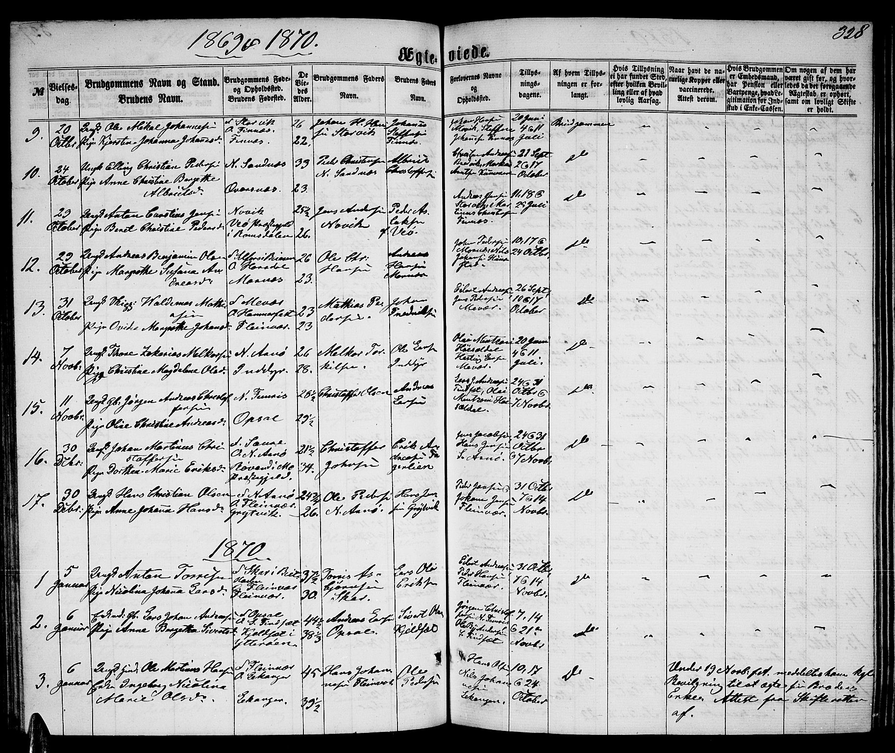 Ministerialprotokoller, klokkerbøker og fødselsregistre - Nordland, AV/SAT-A-1459/805/L0107: Parish register (copy) no. 805C03, 1862-1885, p. 328