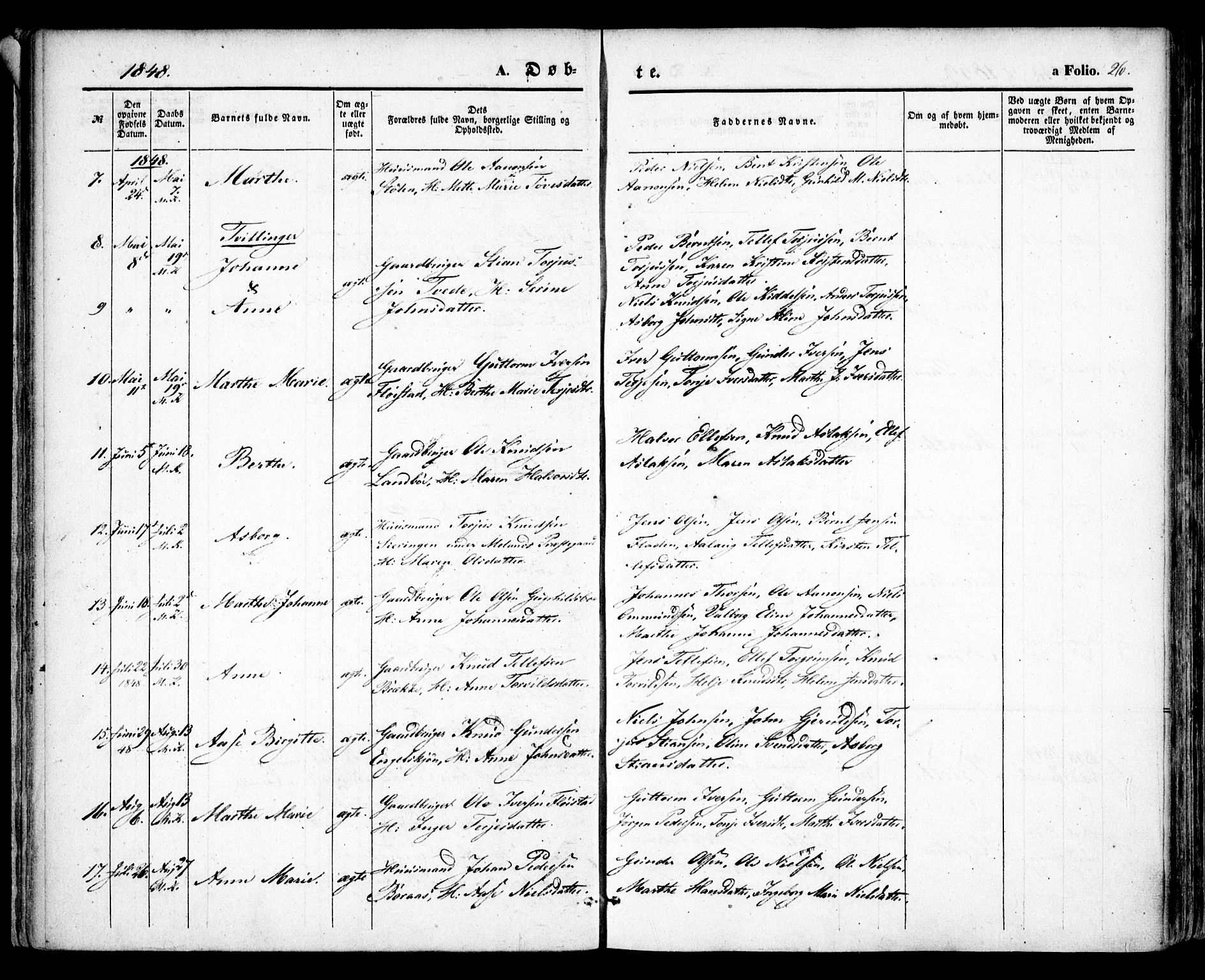 Austre Moland sokneprestkontor, AV/SAK-1111-0001/F/Fa/Faa/L0007: Parish register (official) no. A 7, 1847-1857, p. 26