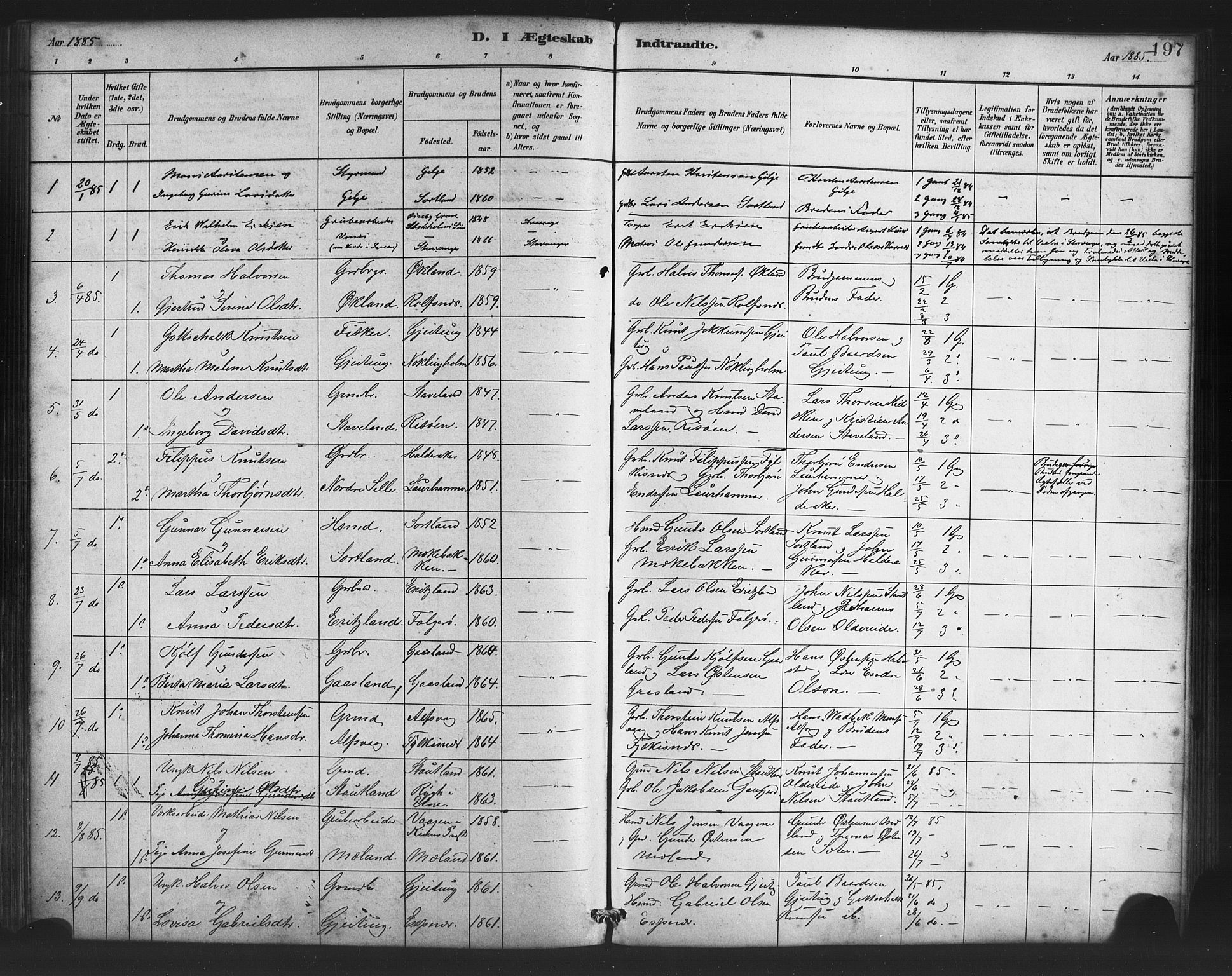Finnås sokneprestembete, SAB/A-99925/H/Ha/Haa/Haac/L0001: Parish register (official) no. C 1, 1881-1894, p. 197