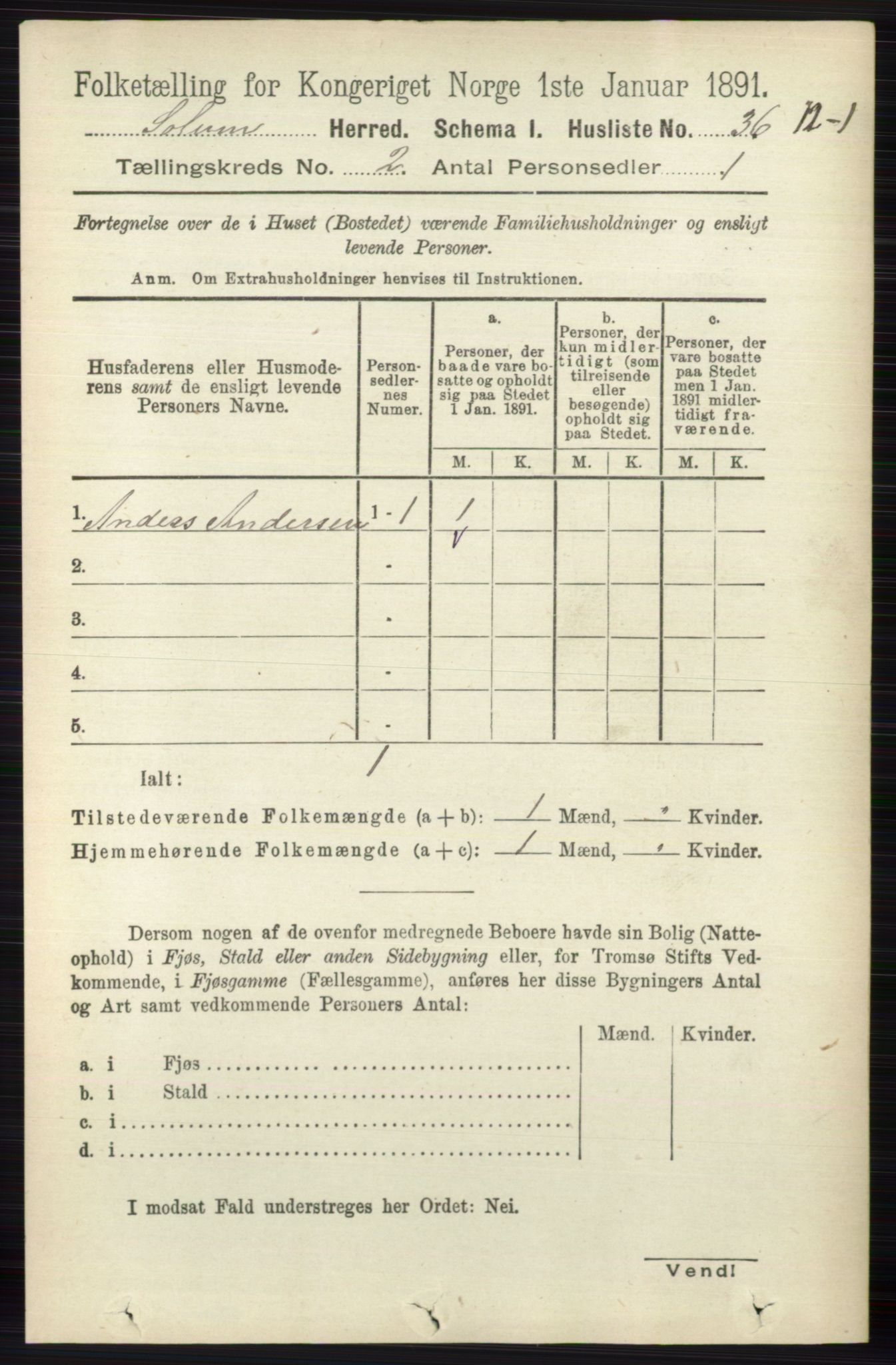 RA, 1891 census for 0818 Solum, 1891, p. 114