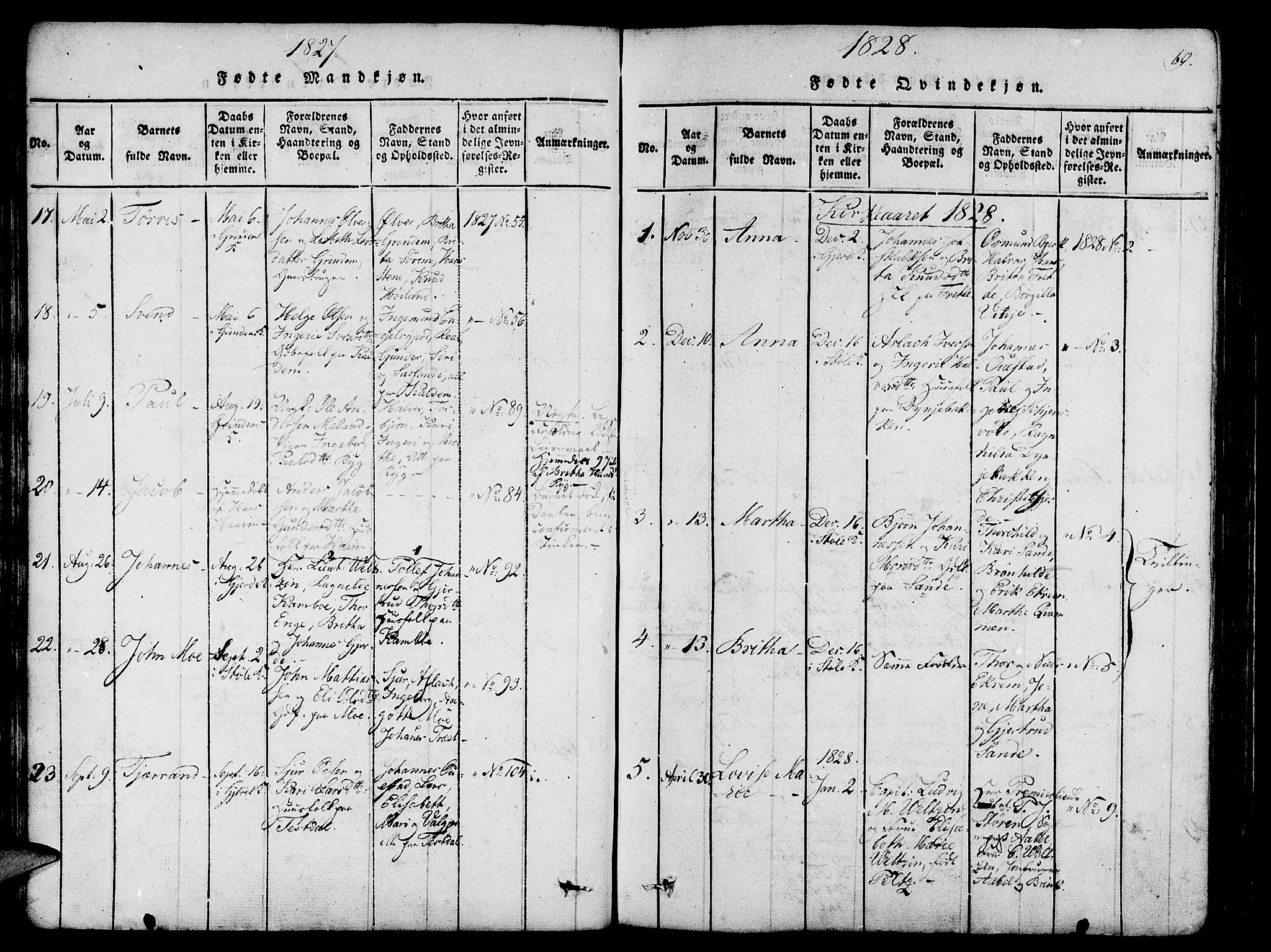 Etne sokneprestembete, AV/SAB-A-75001/H/Haa: Parish register (official) no. A 6, 1815-1831, p. 69