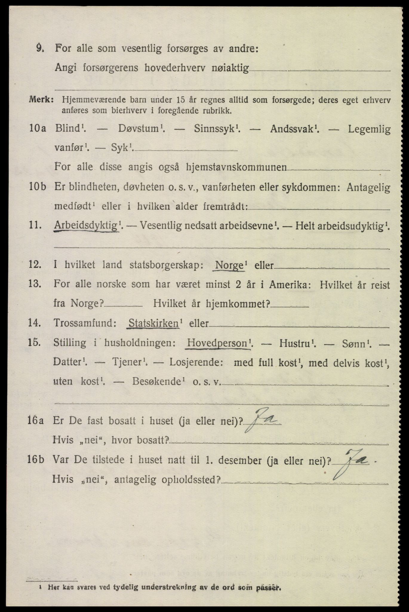 SAK, 1920 census for Vennesla, 1920, p. 1045