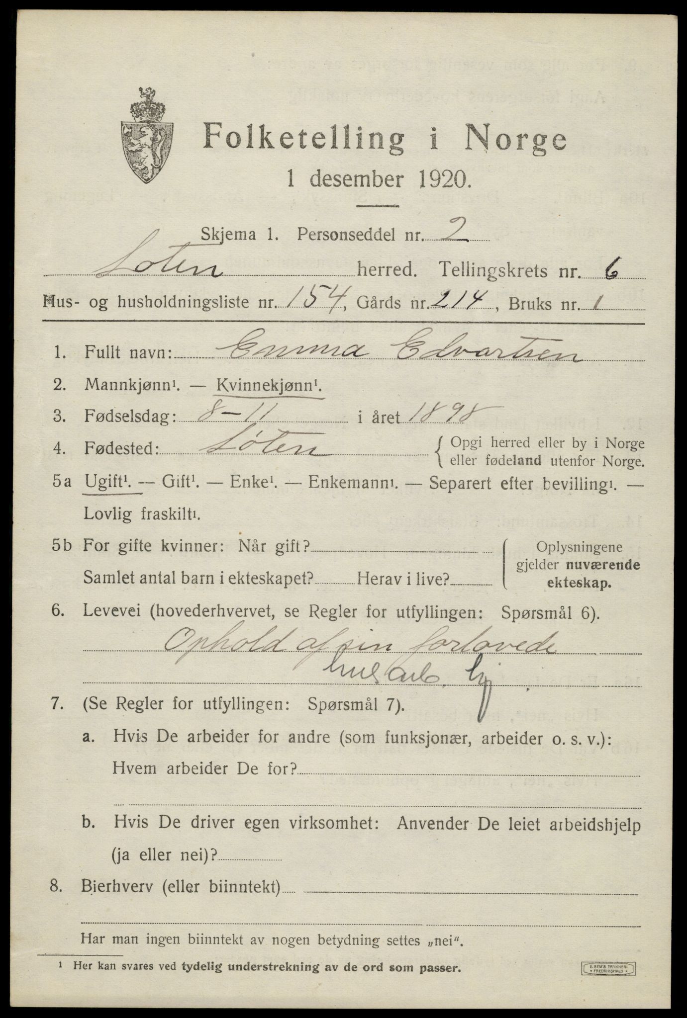 SAH, 1920 census for Løten, 1920, p. 13773