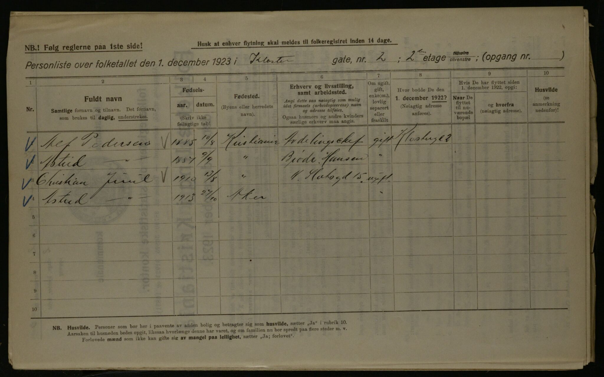 OBA, Municipal Census 1923 for Kristiania, 1923, p. 58439