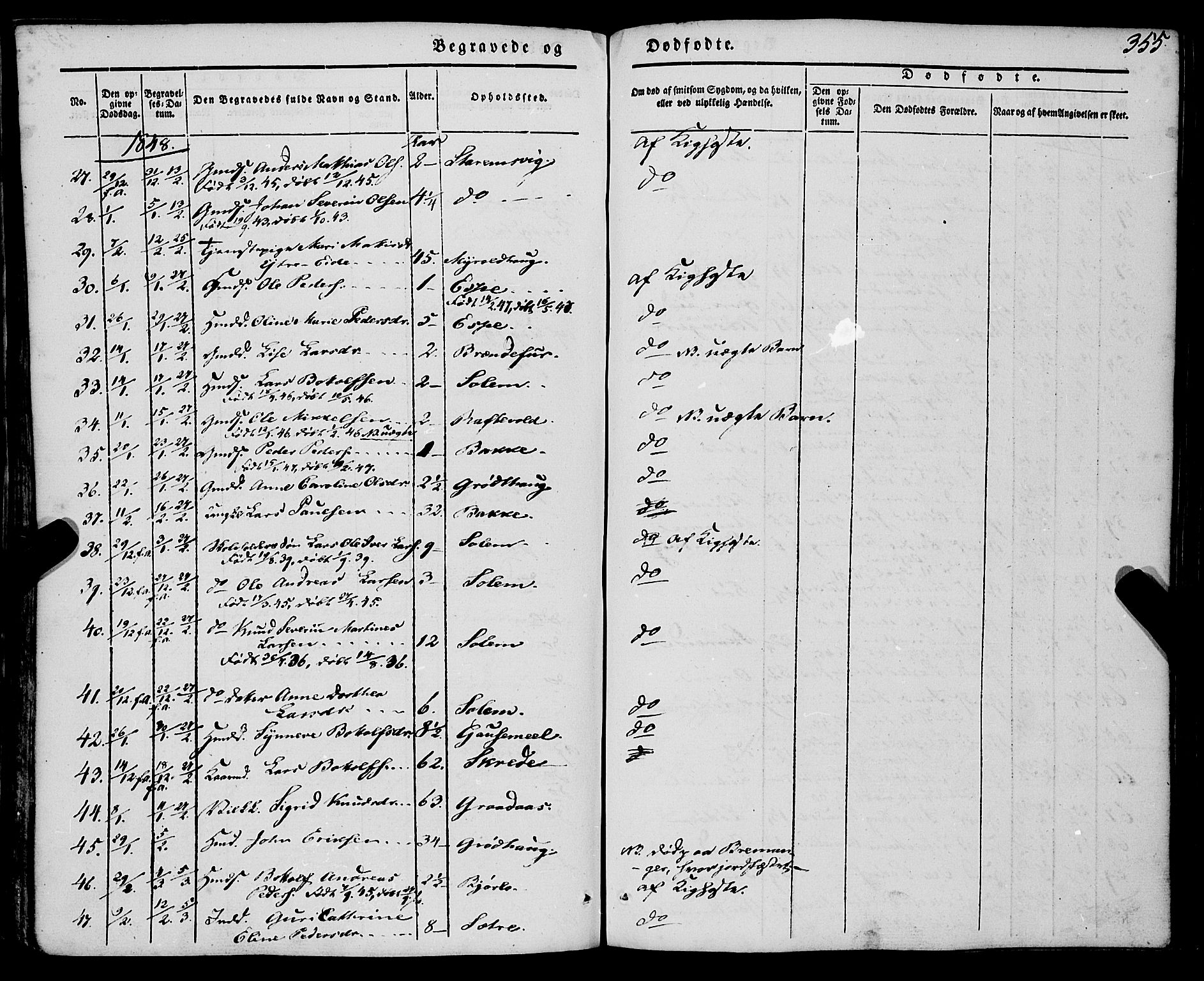 Eid sokneprestembete, AV/SAB-A-82301/H/Haa/Haaa/L0007: Parish register (official) no. A 7, 1844-1858, p. 355