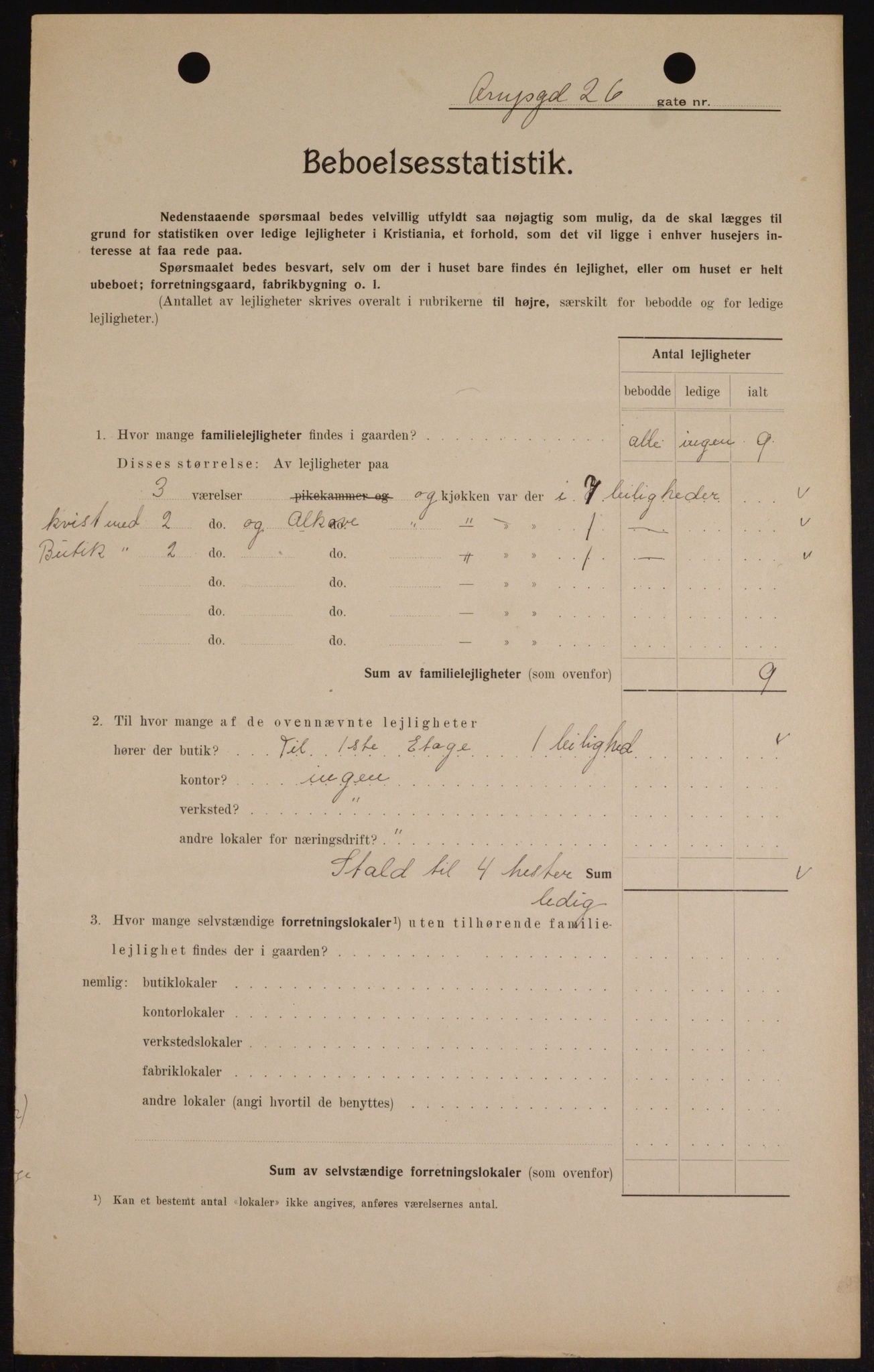 OBA, Municipal Census 1909 for Kristiania, 1909, p. 2339