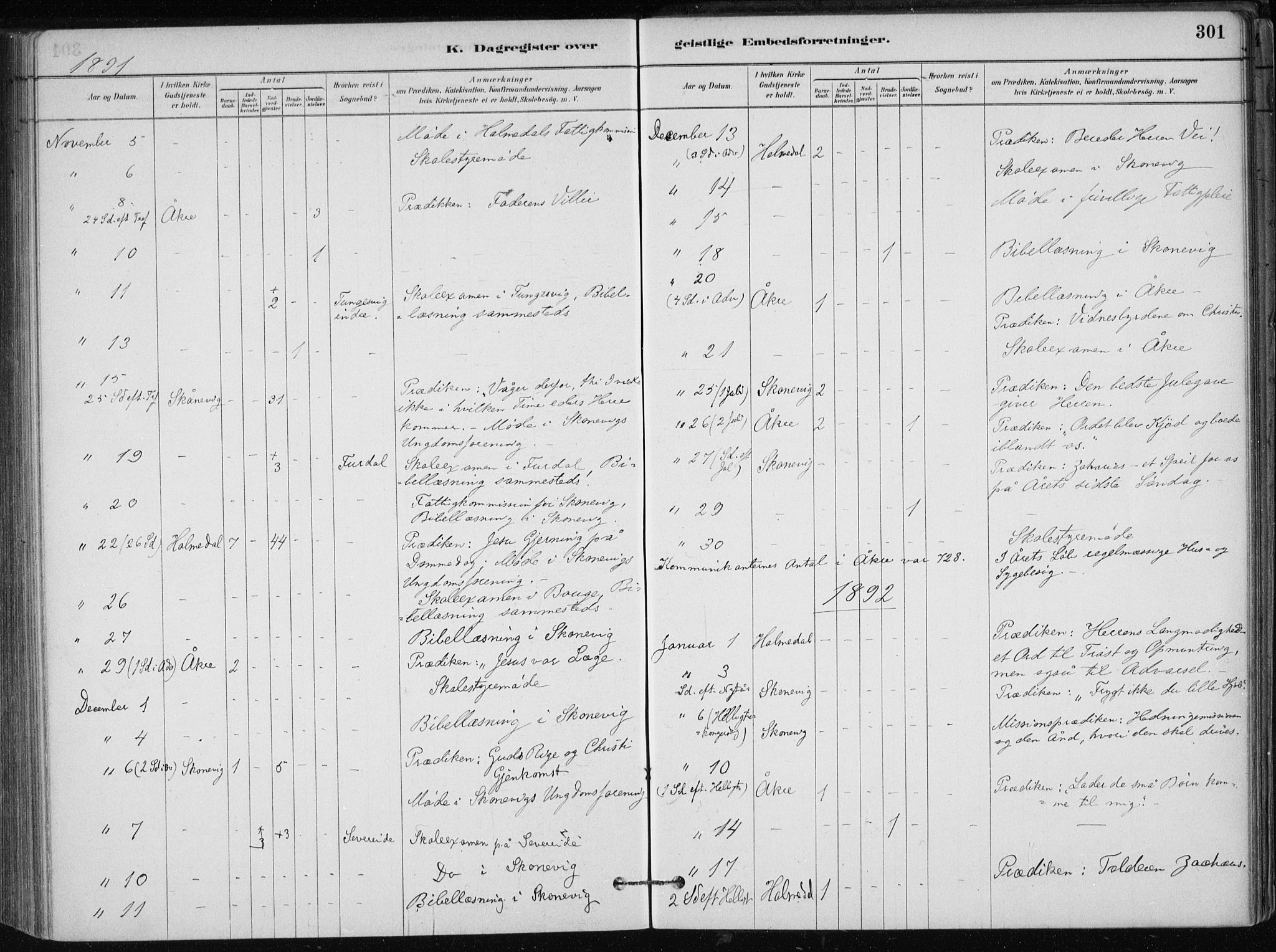 Skånevik sokneprestembete, SAB/A-77801/H/Haa: Parish register (official) no. B 1, 1879-1914, p. 301