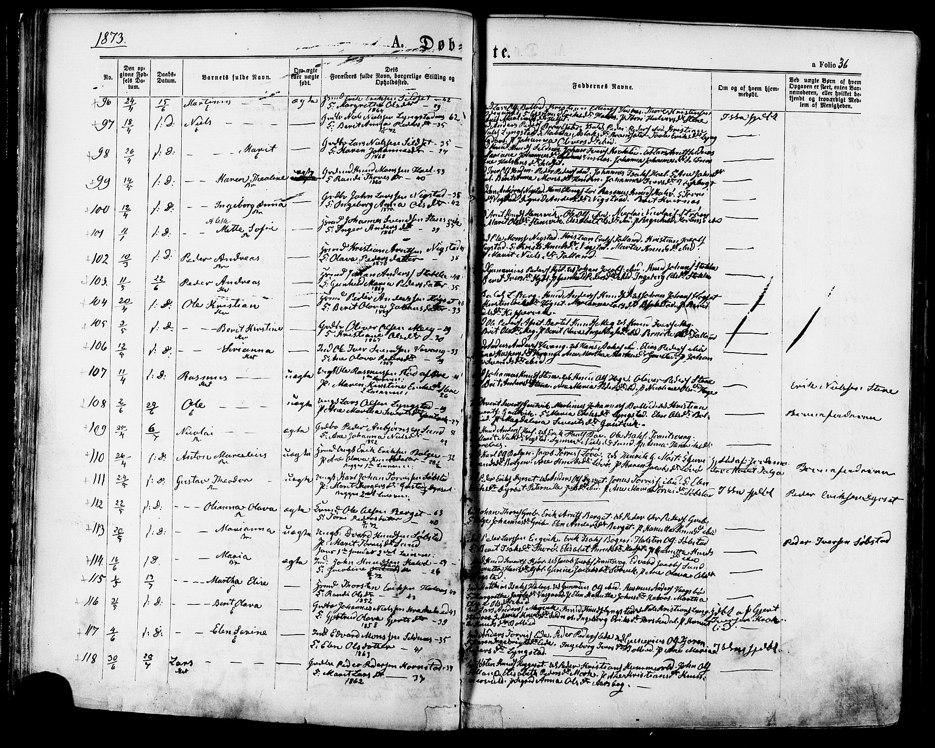 Ministerialprotokoller, klokkerbøker og fødselsregistre - Møre og Romsdal, AV/SAT-A-1454/568/L0805: Parish register (official) no. 568A12 /1, 1869-1884, p. 36