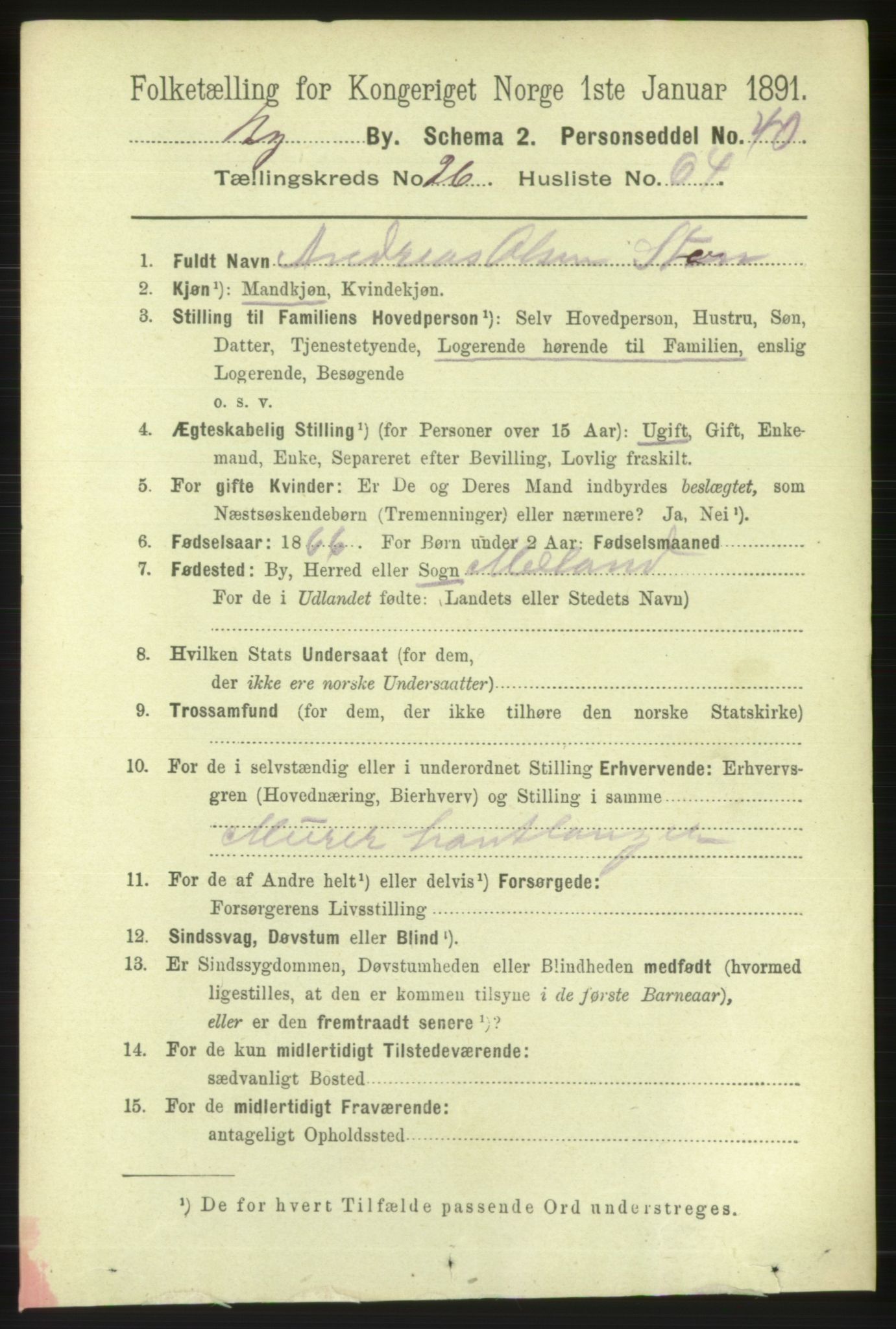 RA, 1891 Census for 1301 Bergen, 1891, p. 35272