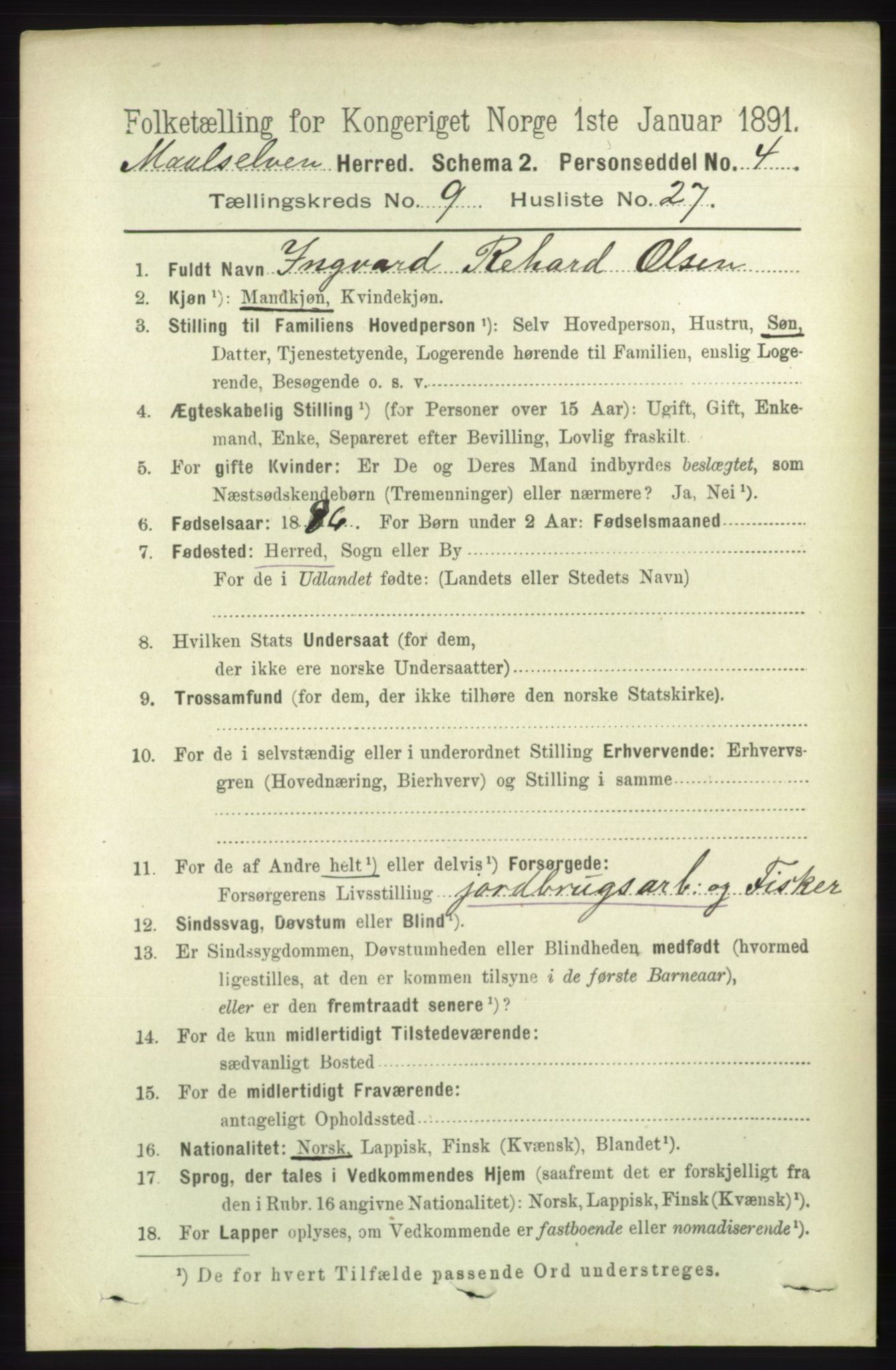 RA, 1891 census for 1924 Målselv, 1891, p. 2939