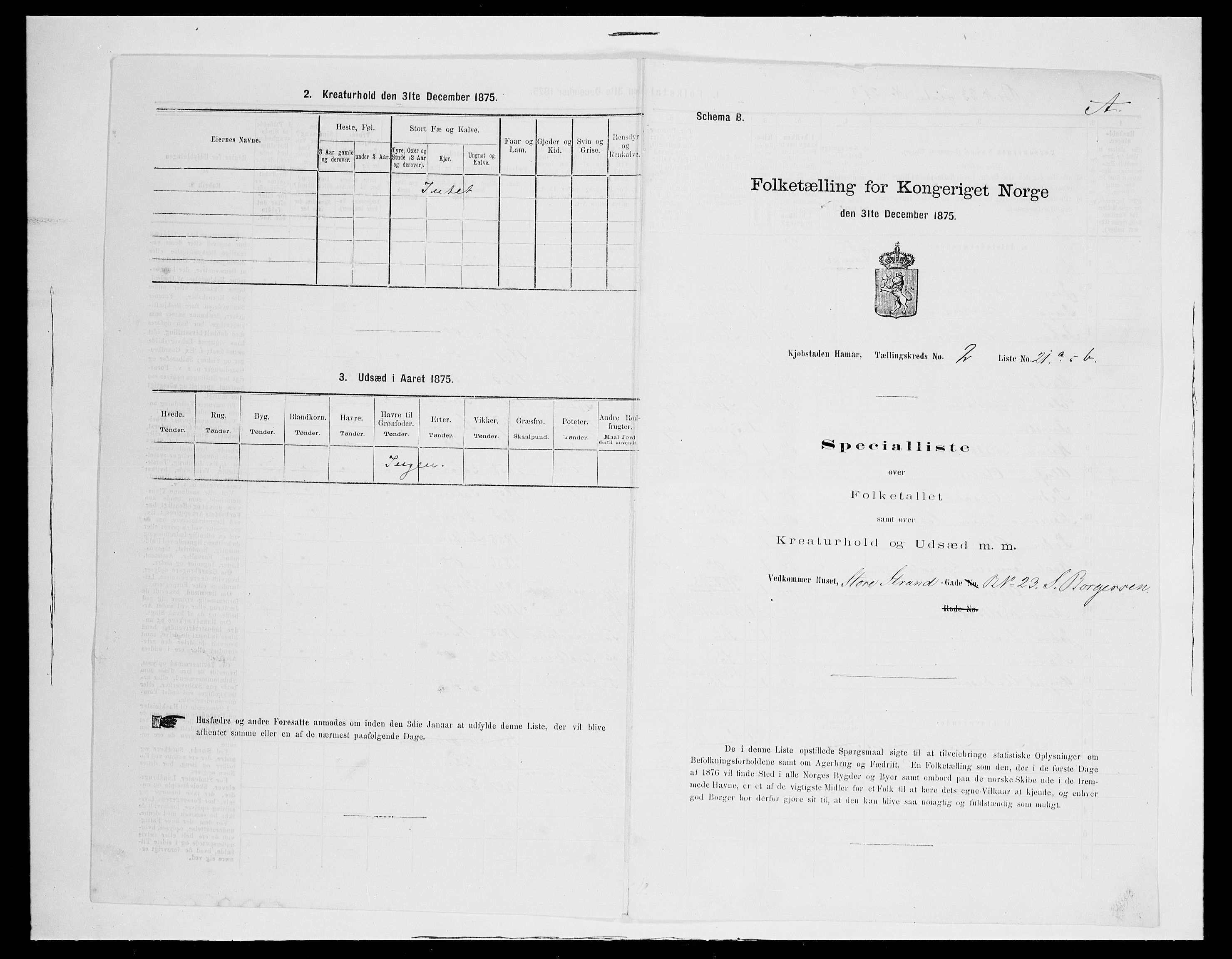 SAH, 1875 census for 0401B Vang/Hamar, 1875, p. 192