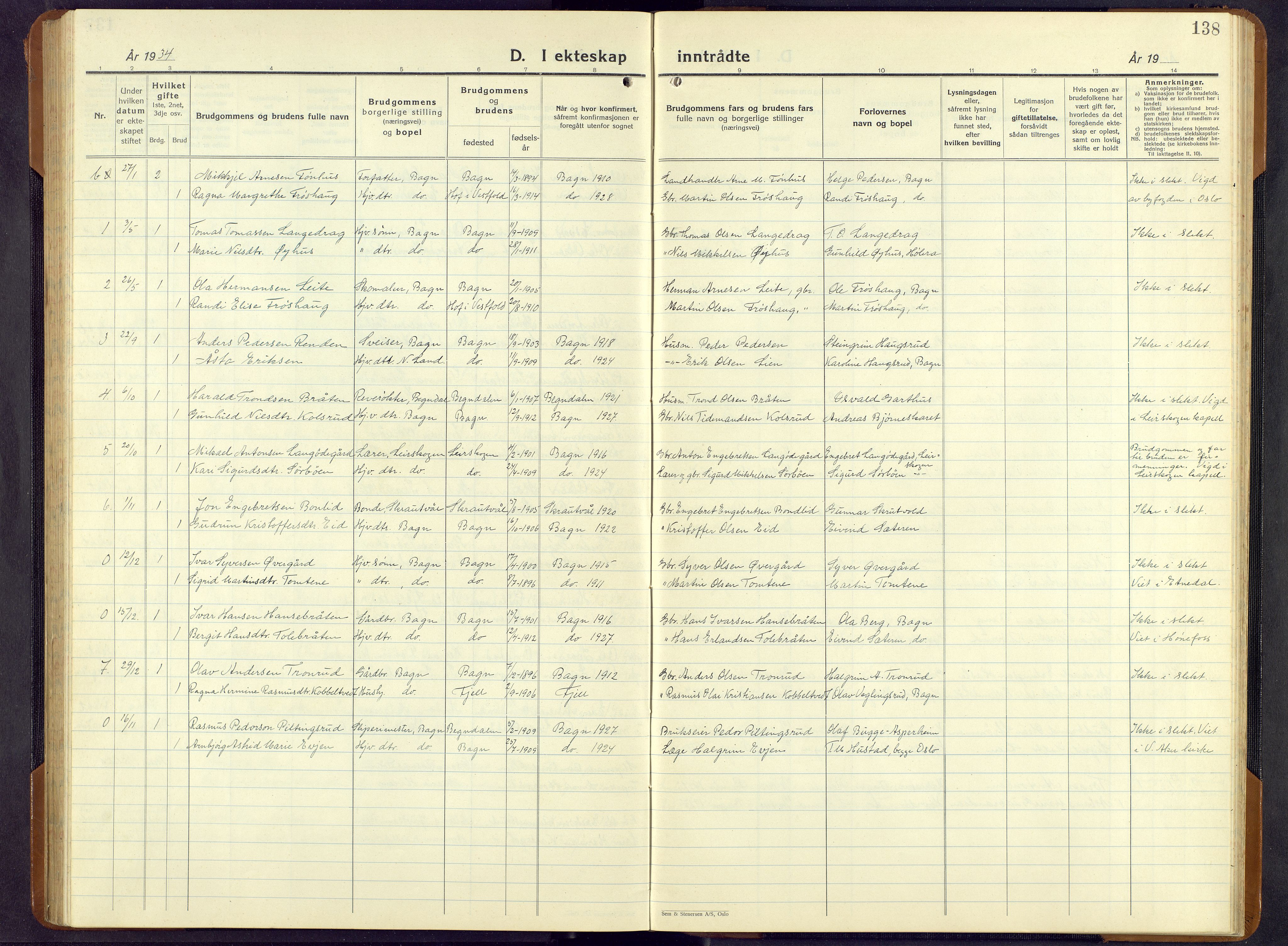 Sør-Aurdal prestekontor, SAH/PREST-128/H/Ha/Hab/L0011: Parish register (copy) no. 11, 1922-1950, p. 138