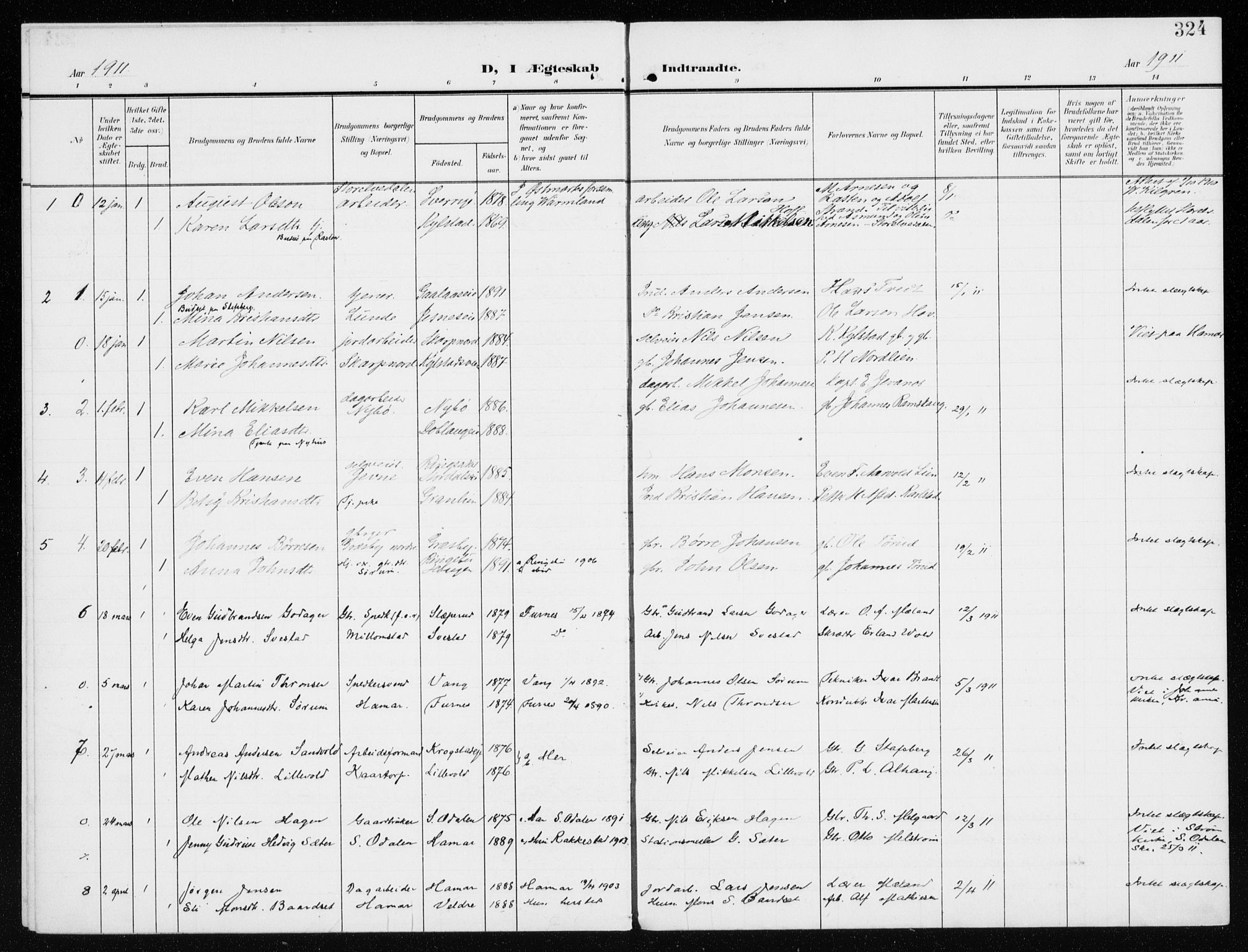 Furnes prestekontor, SAH/PREST-012/K/Ka/L0001: Parish register (official) no. 1, 1907-1935, p. 324