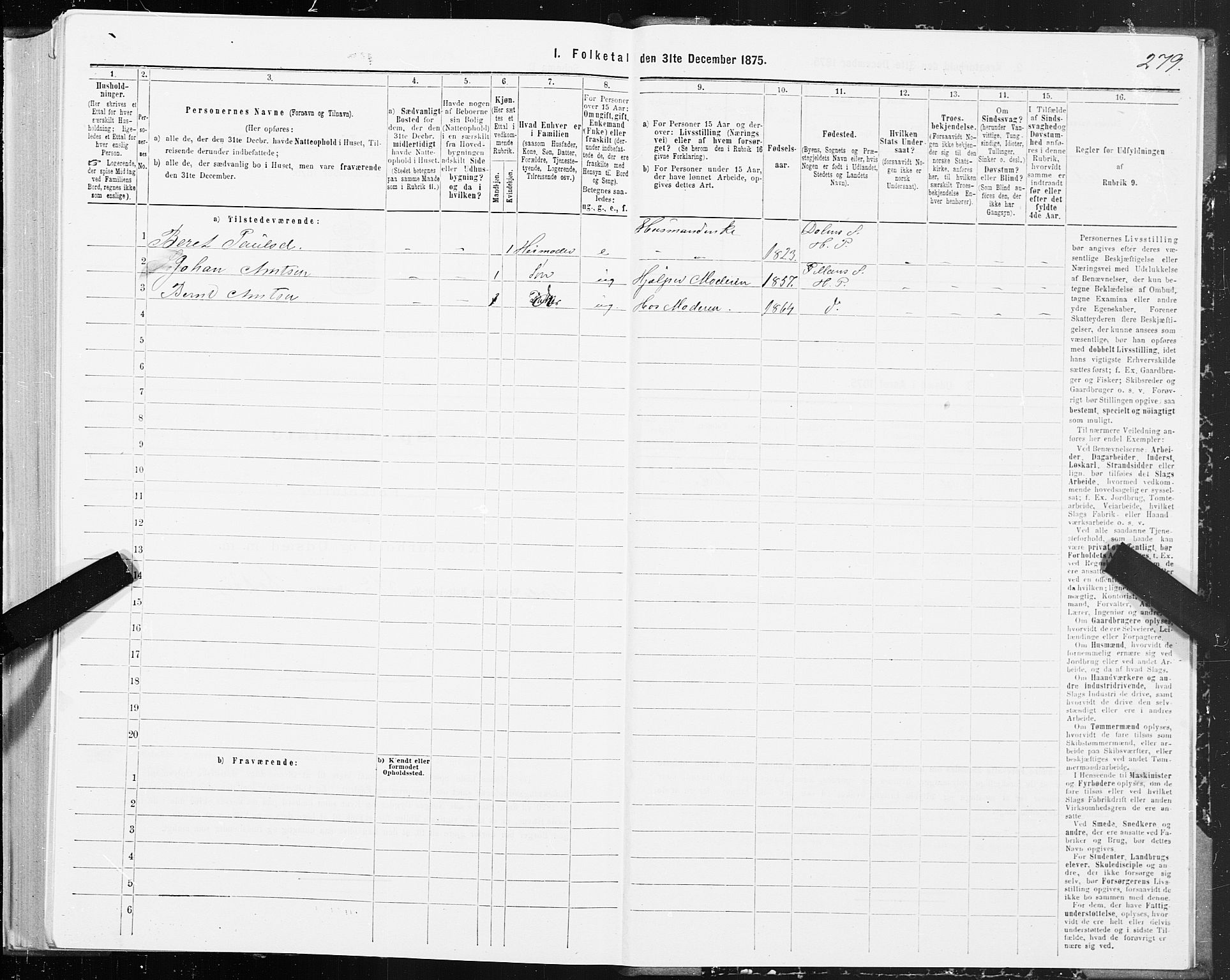 SAT, 1875 census for 1617P Hitra, 1875, p. 1279