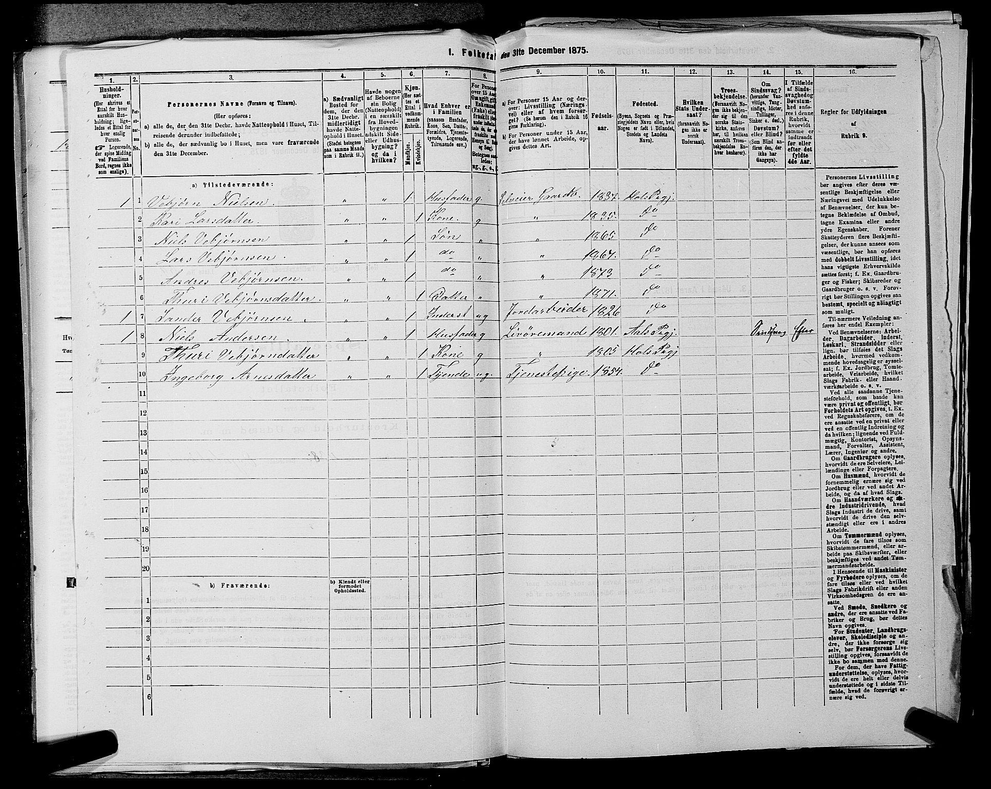 SAKO, 1875 census for 0620P Hol, 1875, p. 713