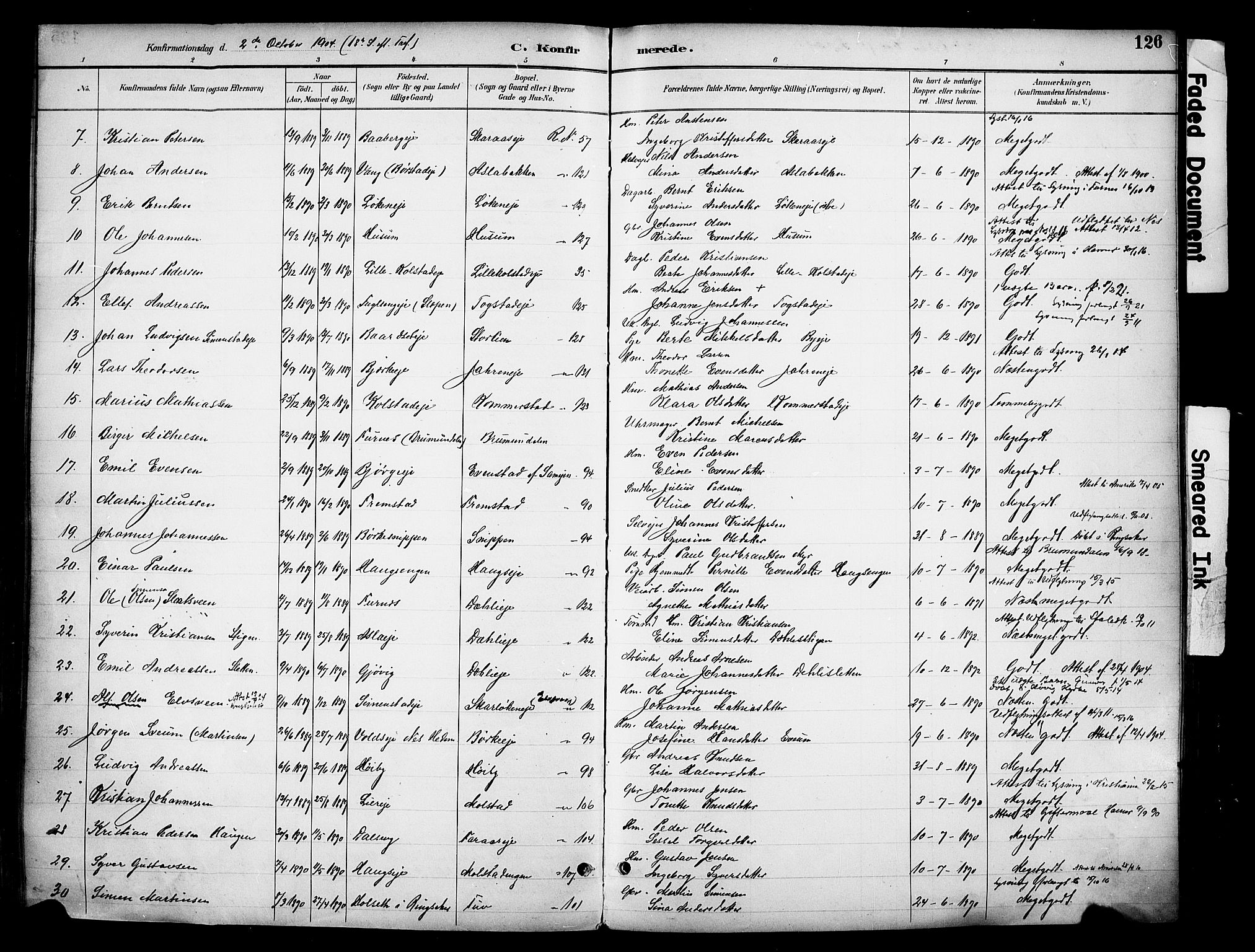 Ringsaker prestekontor, SAH/PREST-014/K/Ka/L0016: Parish register (official) no. 16, 1891-1904, p. 126