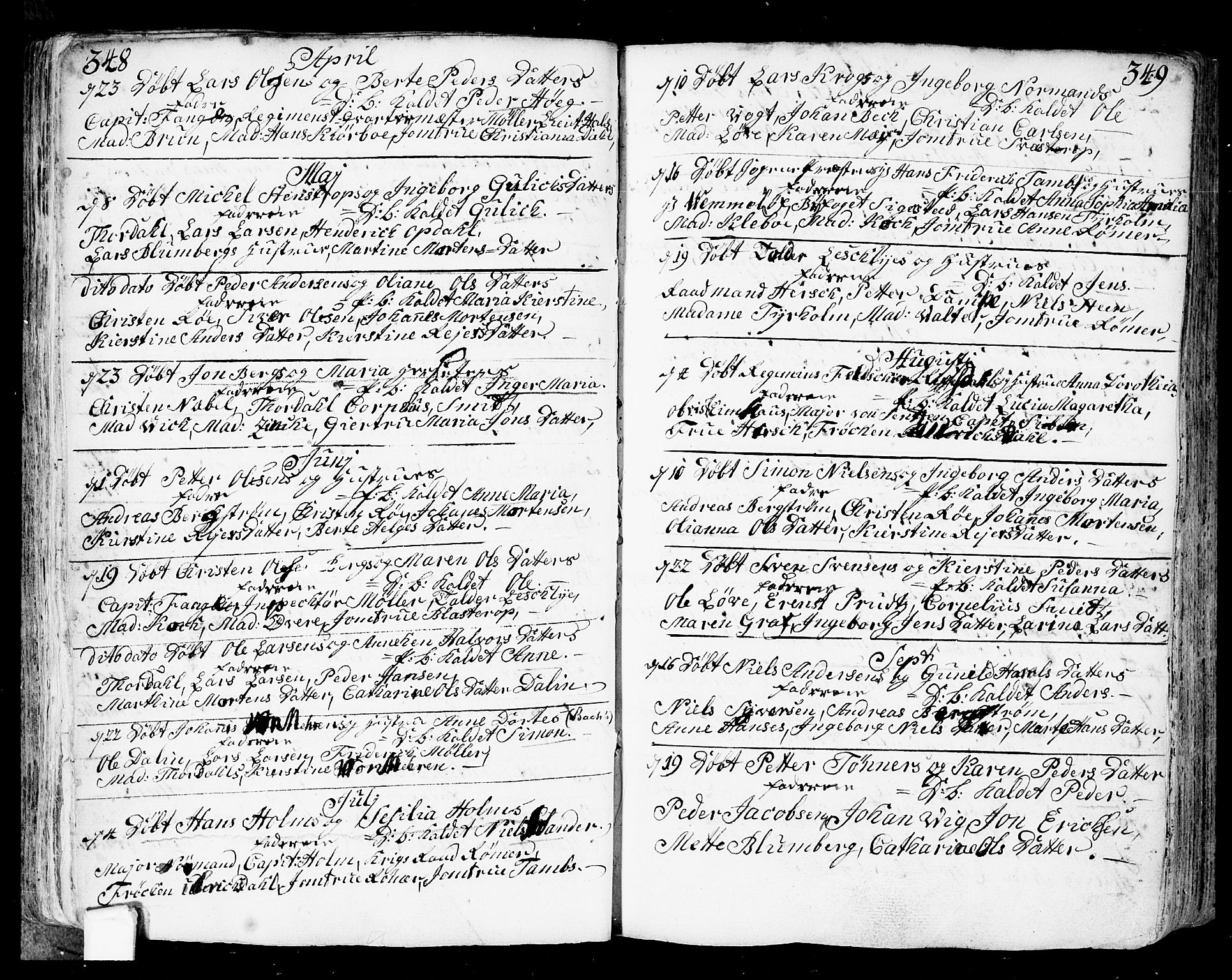 Fredrikstad prestekontor Kirkebøker, AV/SAO-A-11082/F/Fa/L0002: Parish register (official) no. 2, 1750-1804, p. 348-349