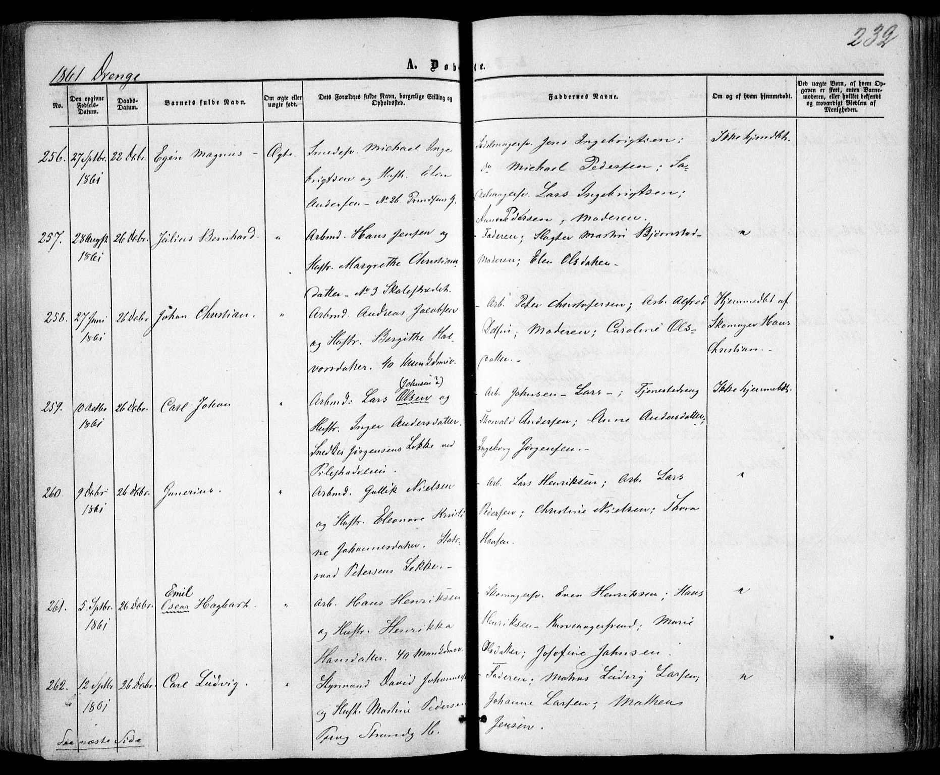 Trefoldighet prestekontor Kirkebøker, AV/SAO-A-10882/F/Fa/L0001: Parish register (official) no. I 1, 1858-1863, p. 232