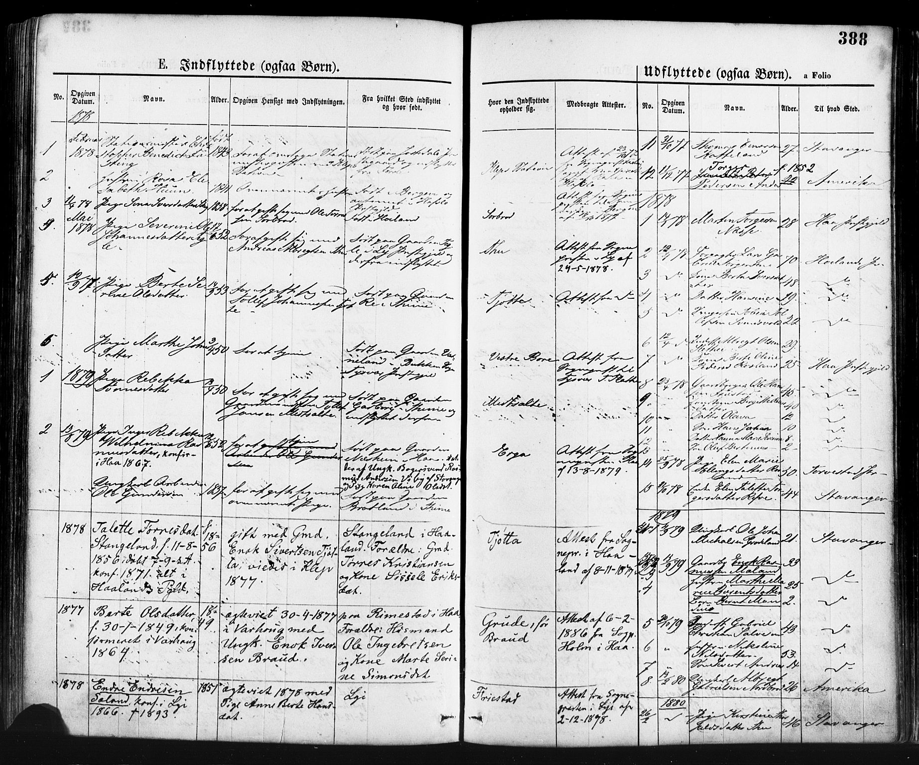 Klepp sokneprestkontor, AV/SAST-A-101803/001/3/30BA/L0006: Parish register (official) no. A 6, 1871-1885, p. 388