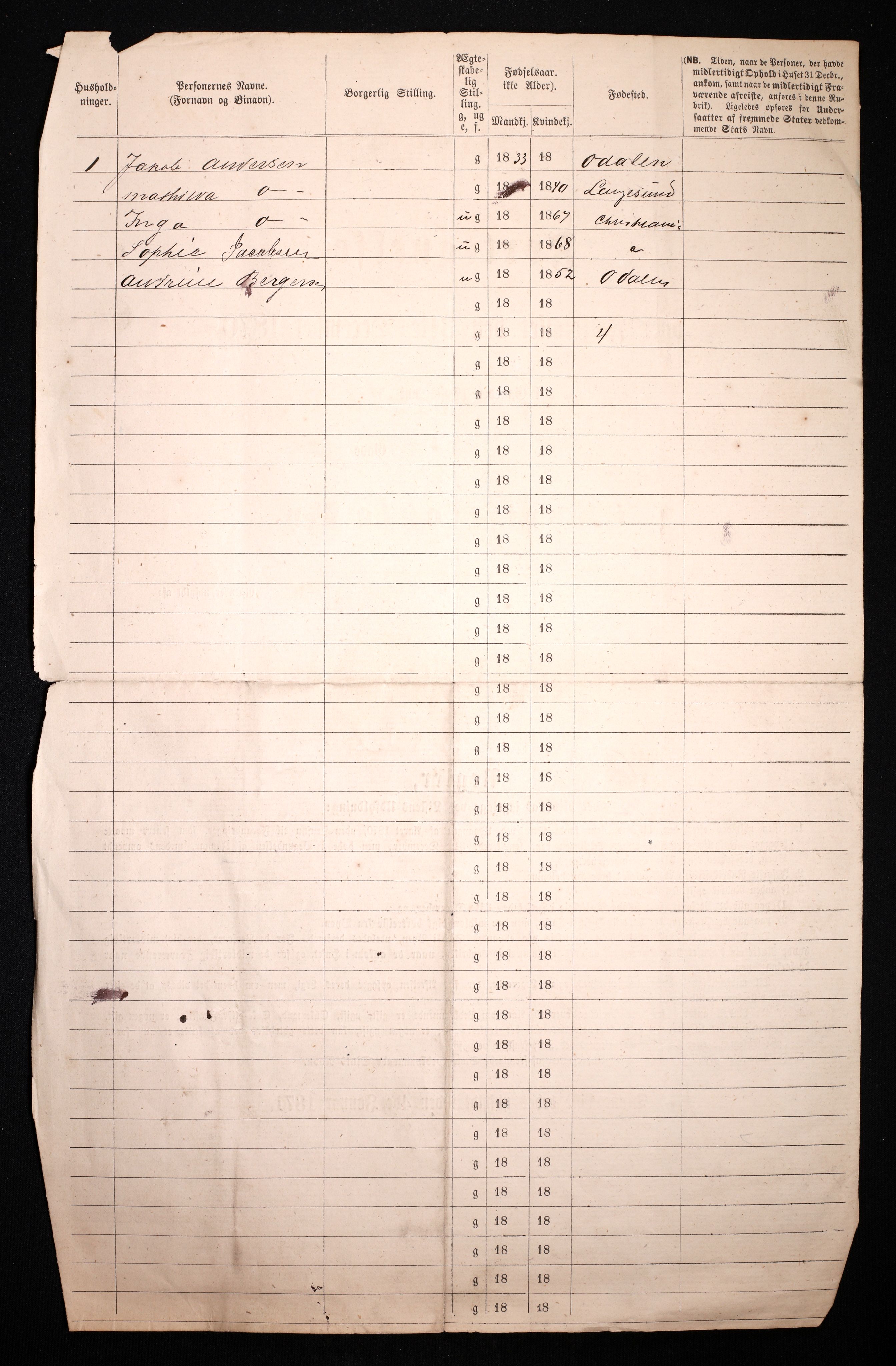 RA, 1870 census for 0301 Kristiania, 1870, p. 4369