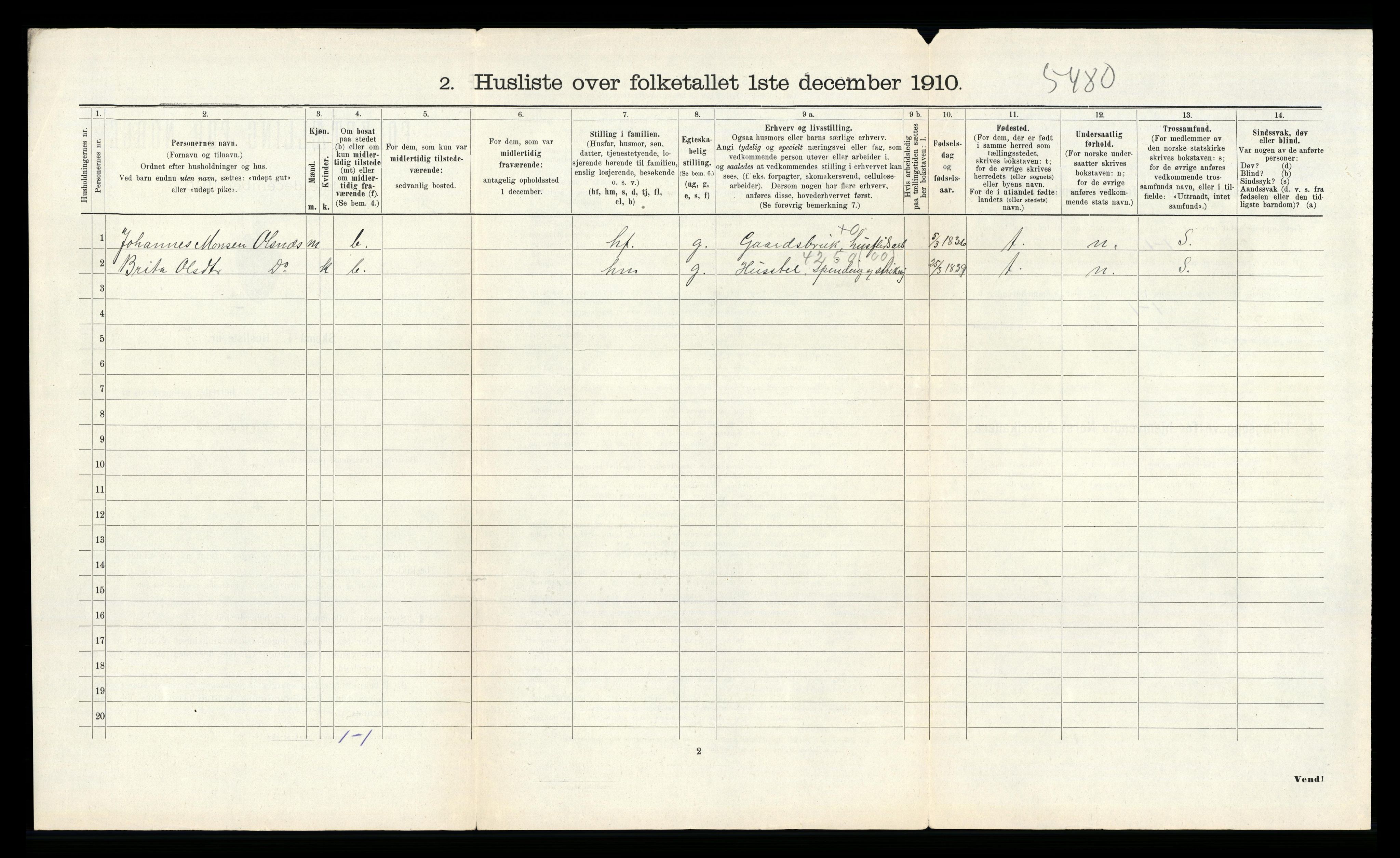 RA, 1910 census for Bruvik, 1910, p. 495