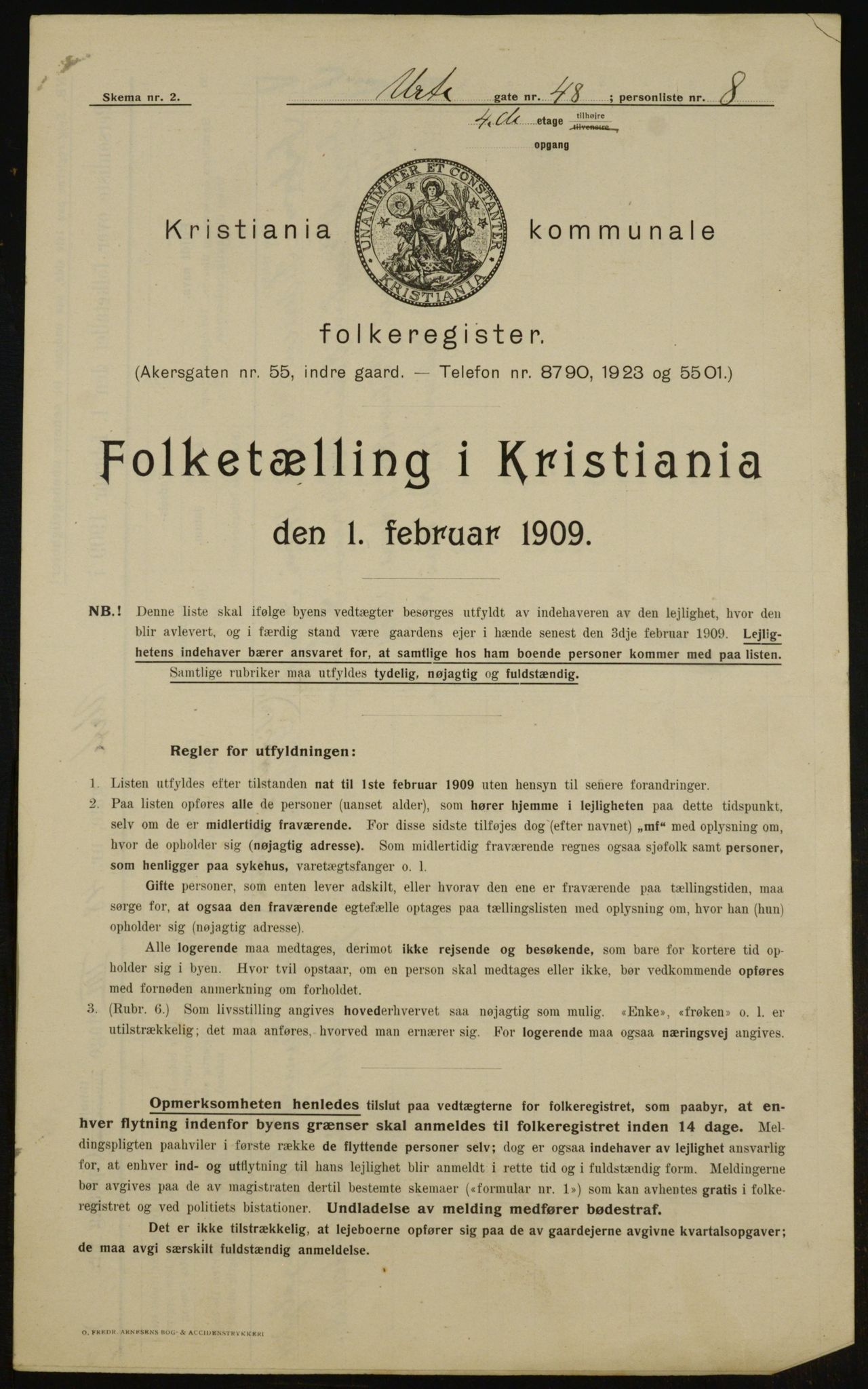 OBA, Municipal Census 1909 for Kristiania, 1909, p. 110063