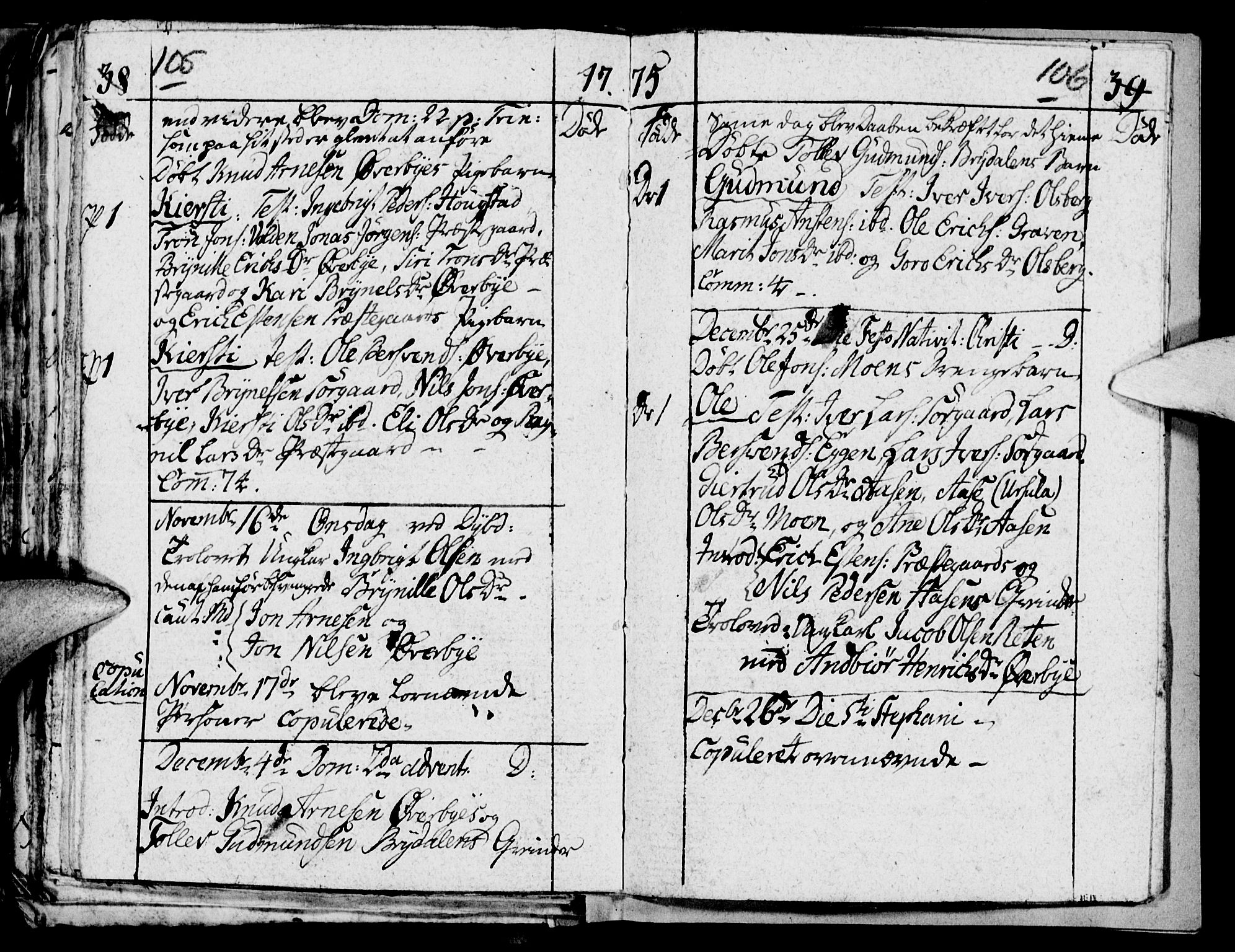 Tynset prestekontor, SAH/PREST-058/H/Ha/Haa/L0005: Parish register (official) no. 5, 1761-1776, p. 105-106