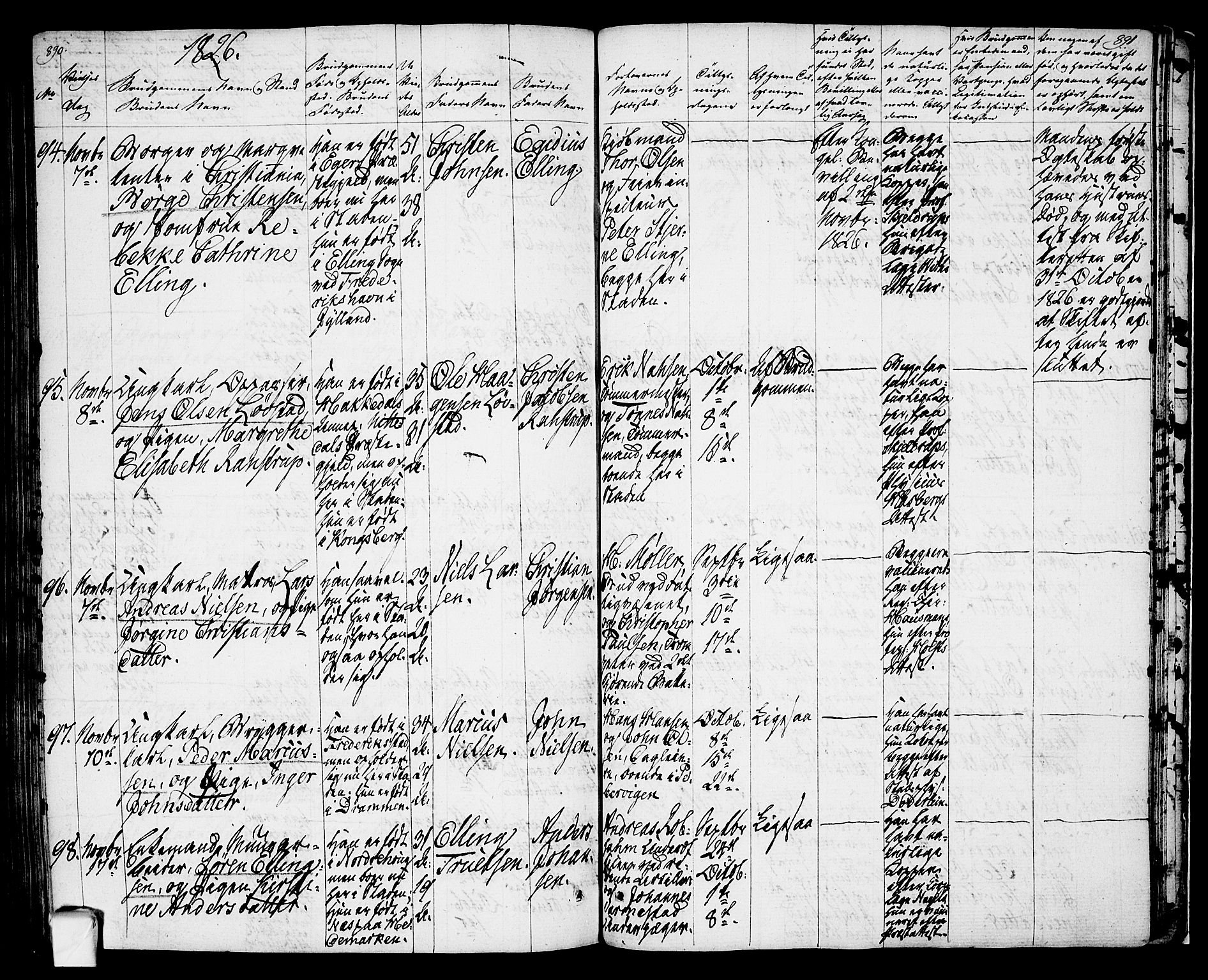 Oslo domkirke Kirkebøker, SAO/A-10752/F/Fa/L0010: Parish register (official) no. 10, 1824-1830, p. 890-891