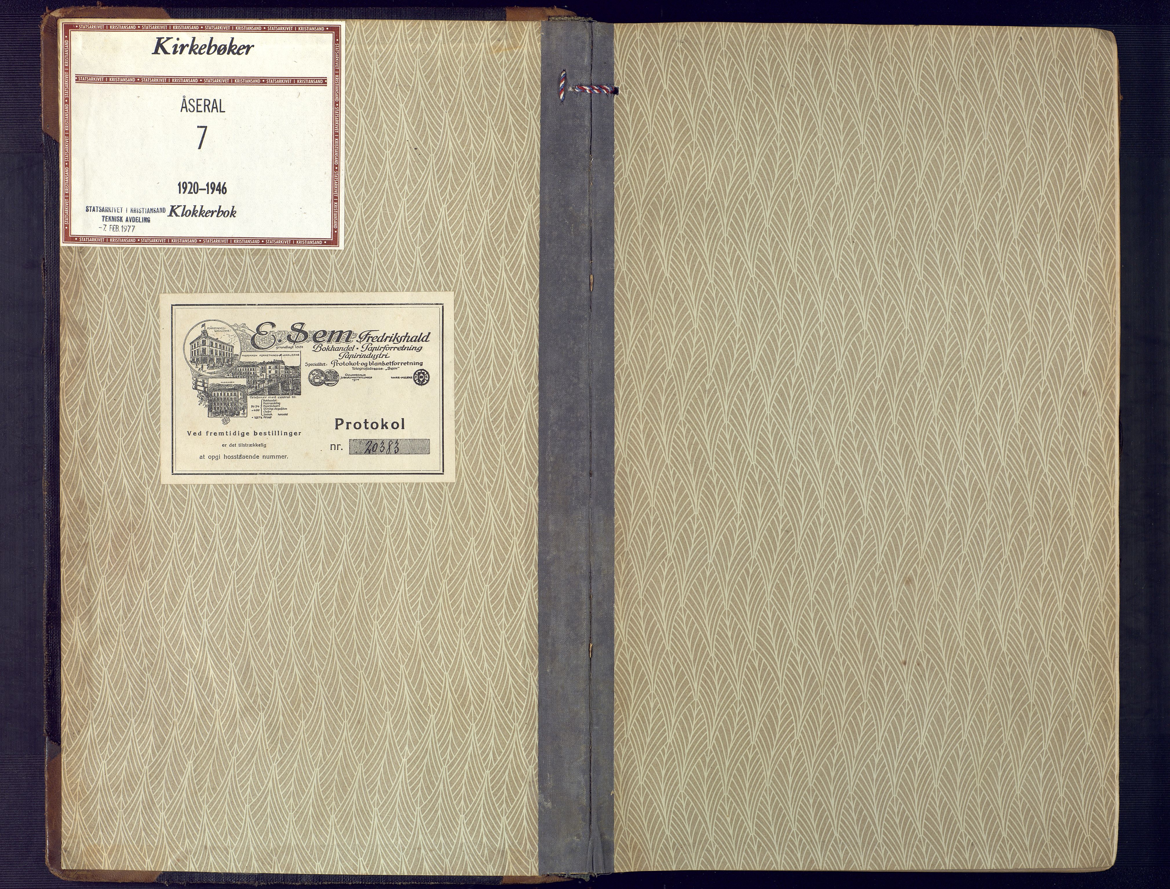 Åseral sokneprestkontor, AV/SAK-1111-0051/F/Fb/L0004: Parish register (copy) no. B 4, 1920-1946