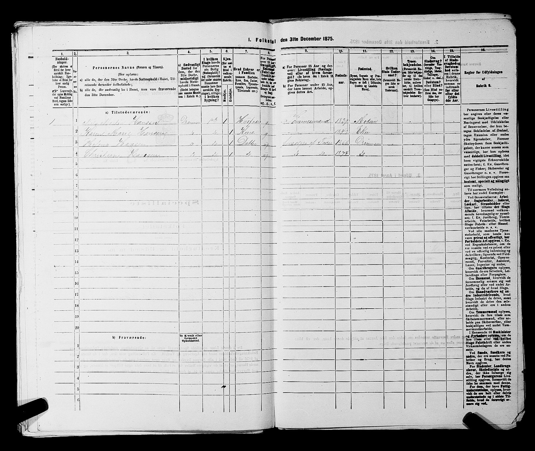 SAKO, 1875 census for 0602 Drammen, 1875, p. 2361
