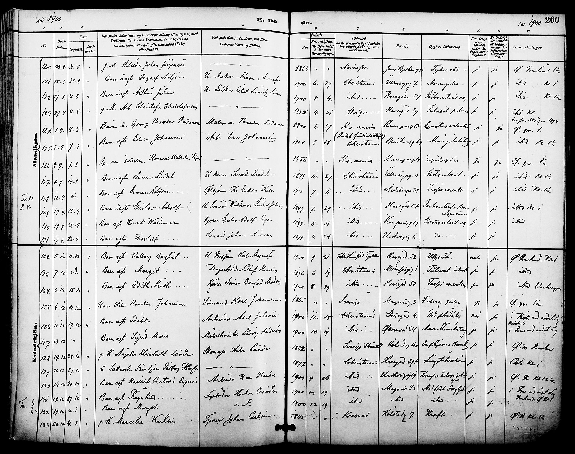 Kampen prestekontor Kirkebøker, AV/SAO-A-10853/F/Fa/L0008: Parish register (official) no. I 8, 1892-1902, p. 260