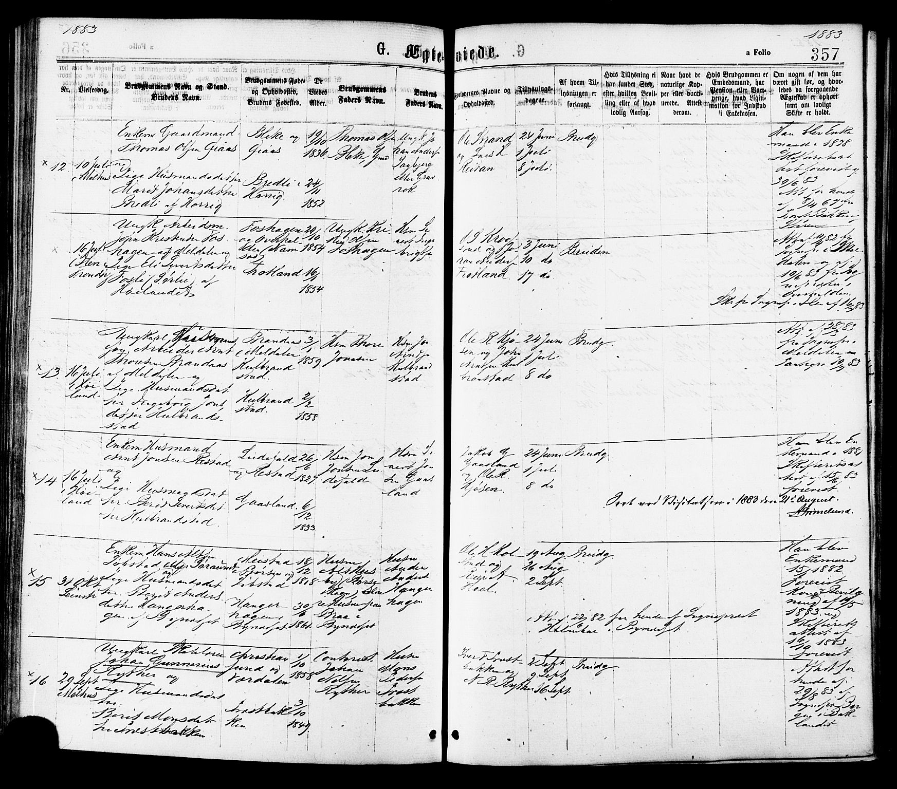 Ministerialprotokoller, klokkerbøker og fødselsregistre - Sør-Trøndelag, AV/SAT-A-1456/691/L1079: Parish register (official) no. 691A11, 1873-1886, p. 357