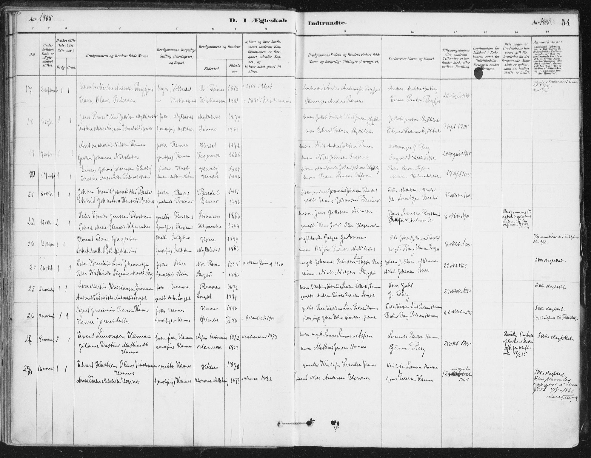 Ministerialprotokoller, klokkerbøker og fødselsregistre - Nordland, SAT/A-1459/838/L0553: Parish register (official) no. 838A11, 1880-1910, p. 54