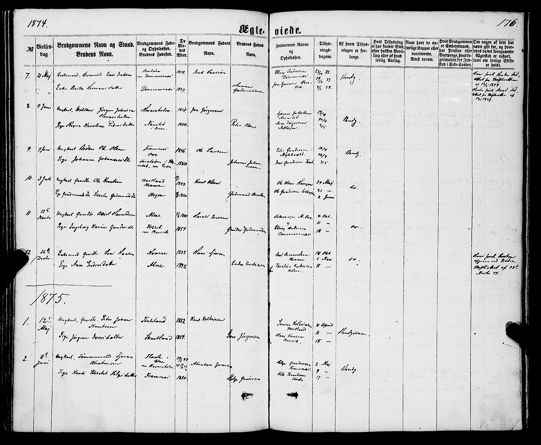 Sveio Sokneprestembete, SAB/A-78501/H/Haa: Parish register (official) no. A 1, 1861-1877, p. 176
