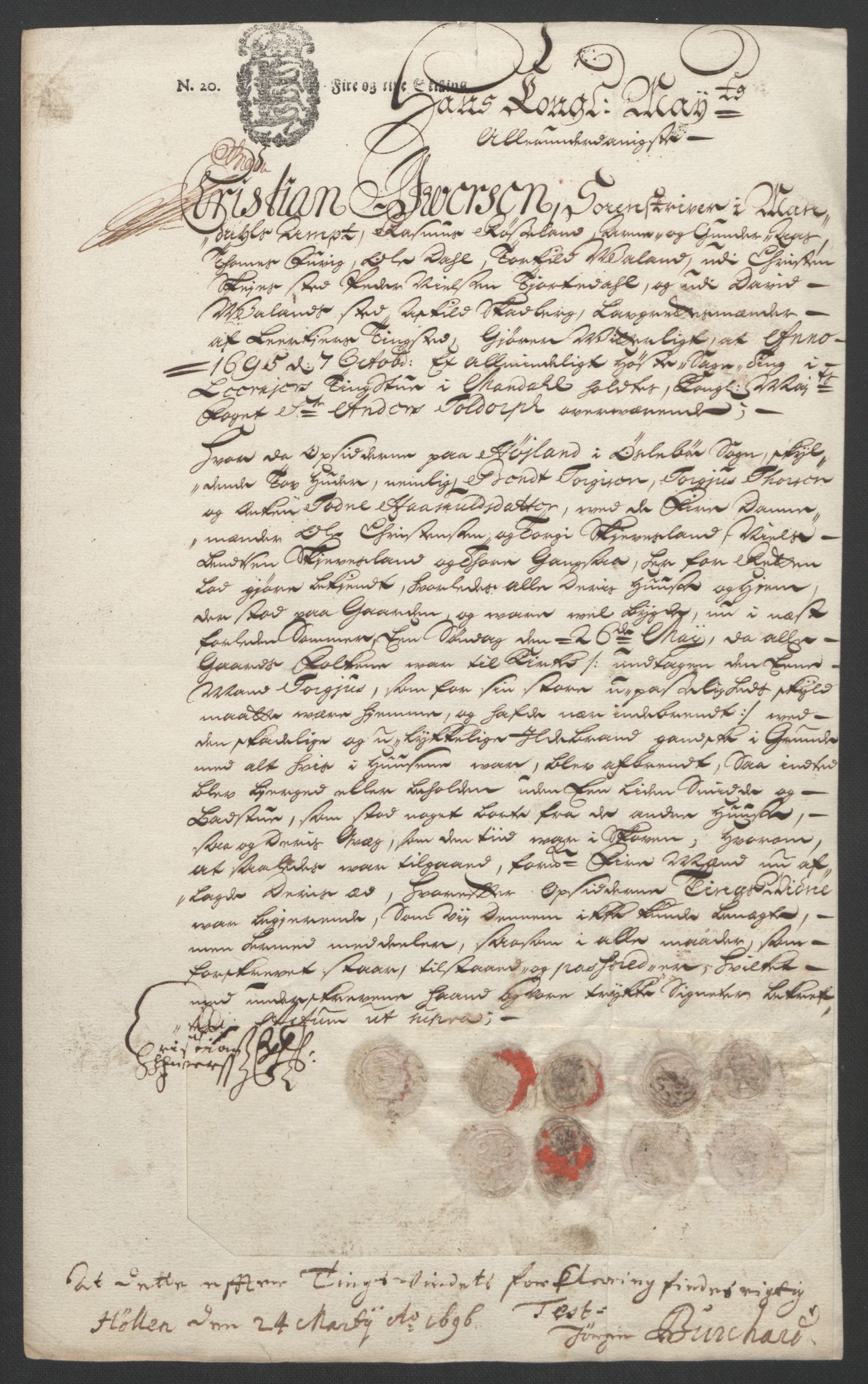 Rentekammeret inntil 1814, Reviderte regnskaper, Fogderegnskap, RA/EA-4092/R43/L2545: Fogderegnskap Lista og Mandal, 1694-1695, p. 333